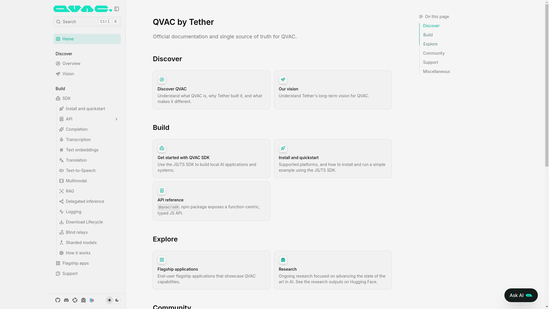 website screenshot of https://qvac-docs-staging.kinsta.page