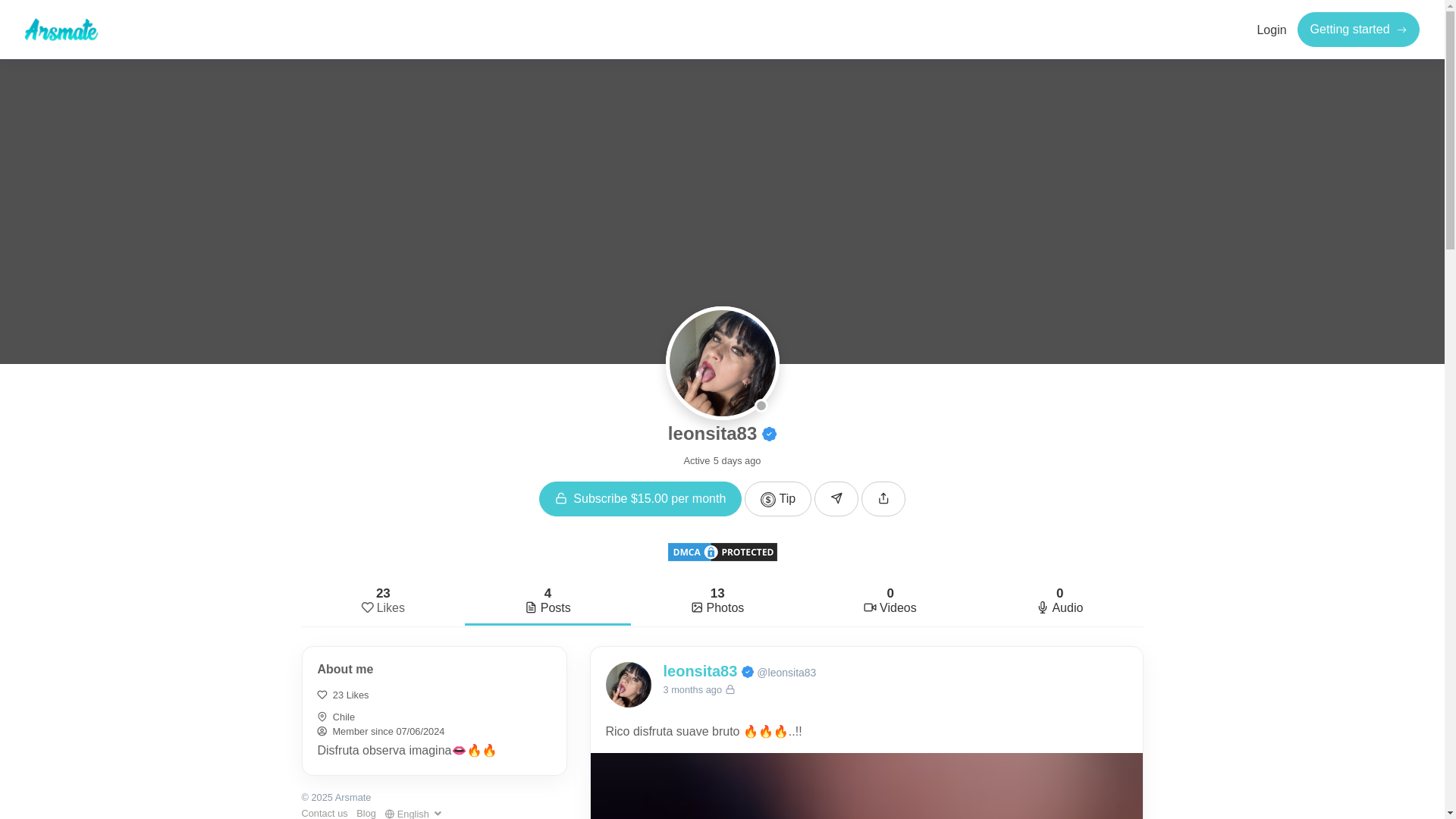 website screenshot of https://Arsmate.com/leonsita83