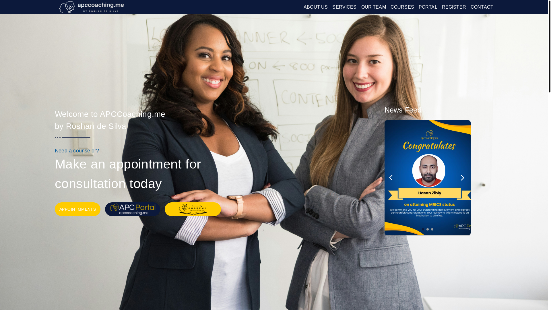 website screenshot of https://apccoaching.pages.dev/