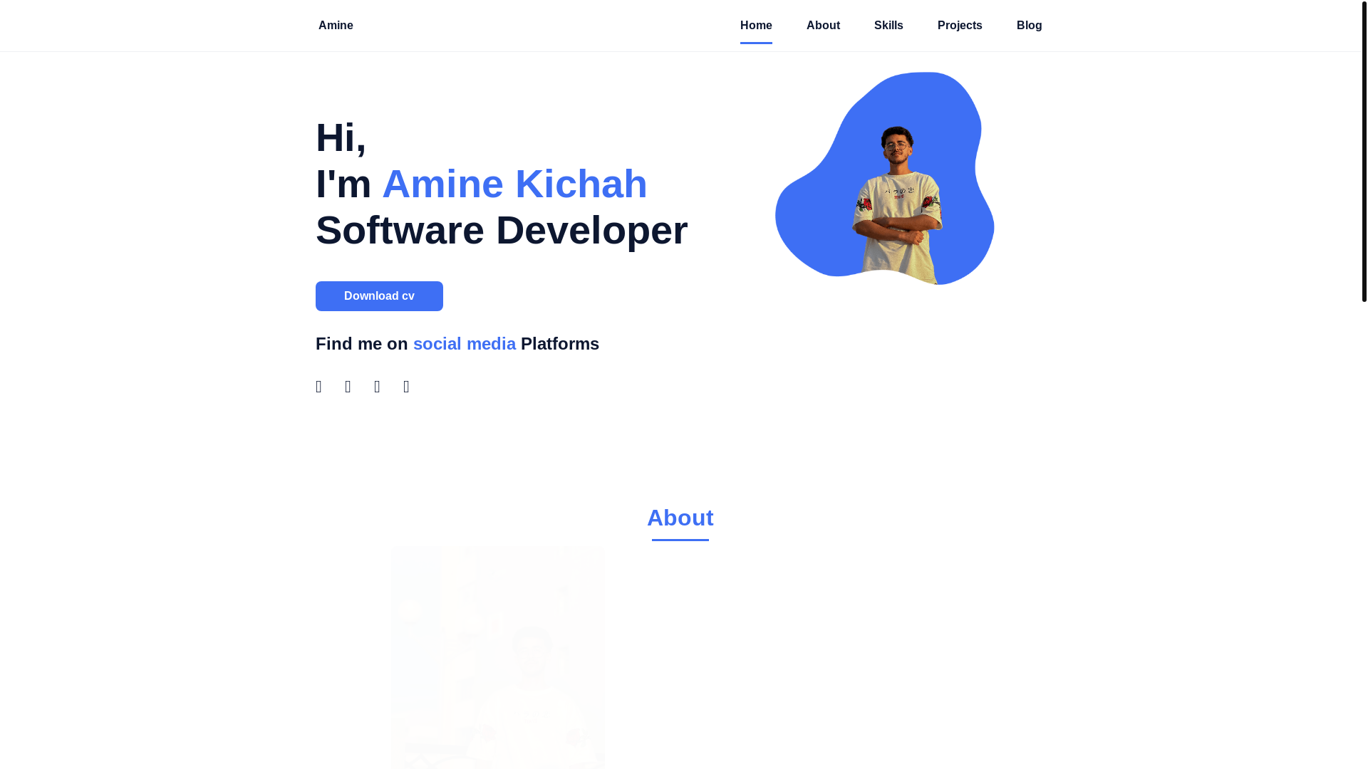 website screenshot of https://aminekichah.site/