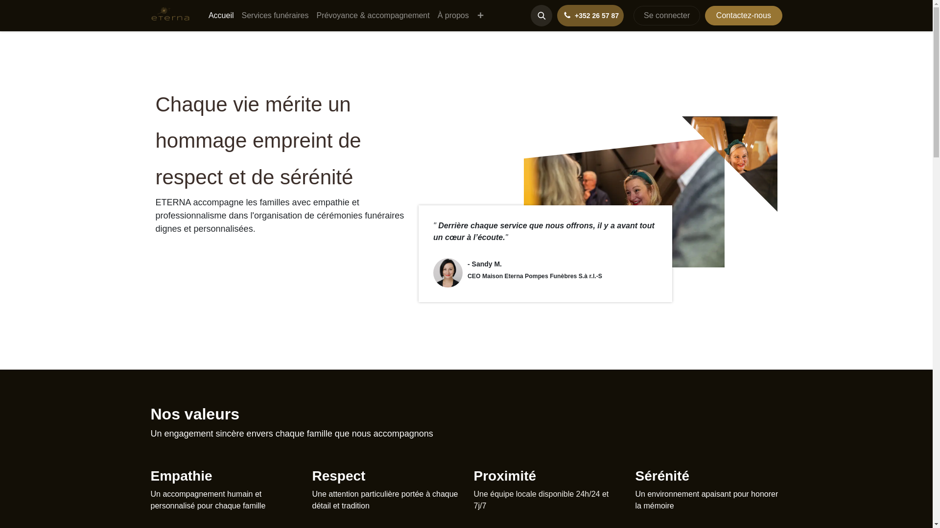 website screenshot of https://maisoneterna.lu/
