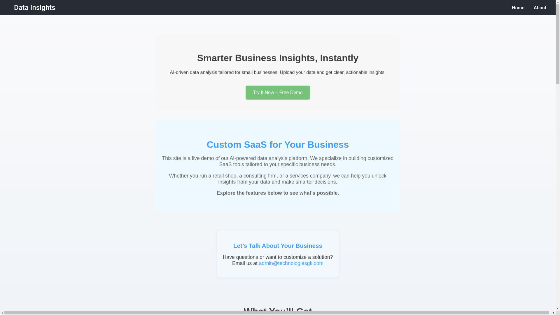 website screenshot of https://customsaasdemo.com/