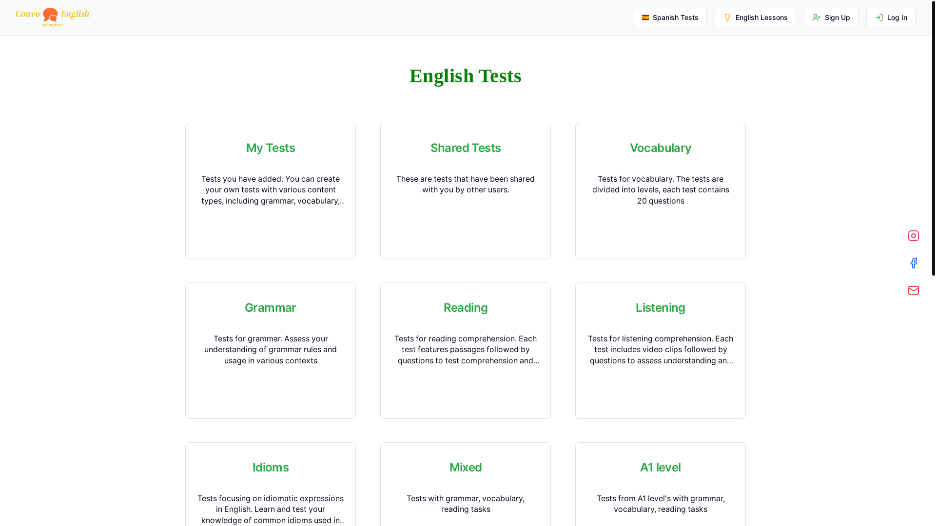 website screenshot of https://languagetesthub.com/