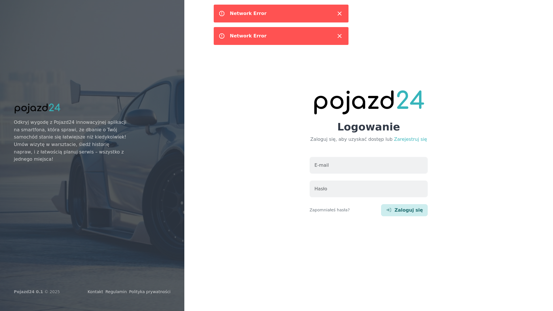 website screenshot of https://pojazd24-dashboard-frontend.pages.dev/