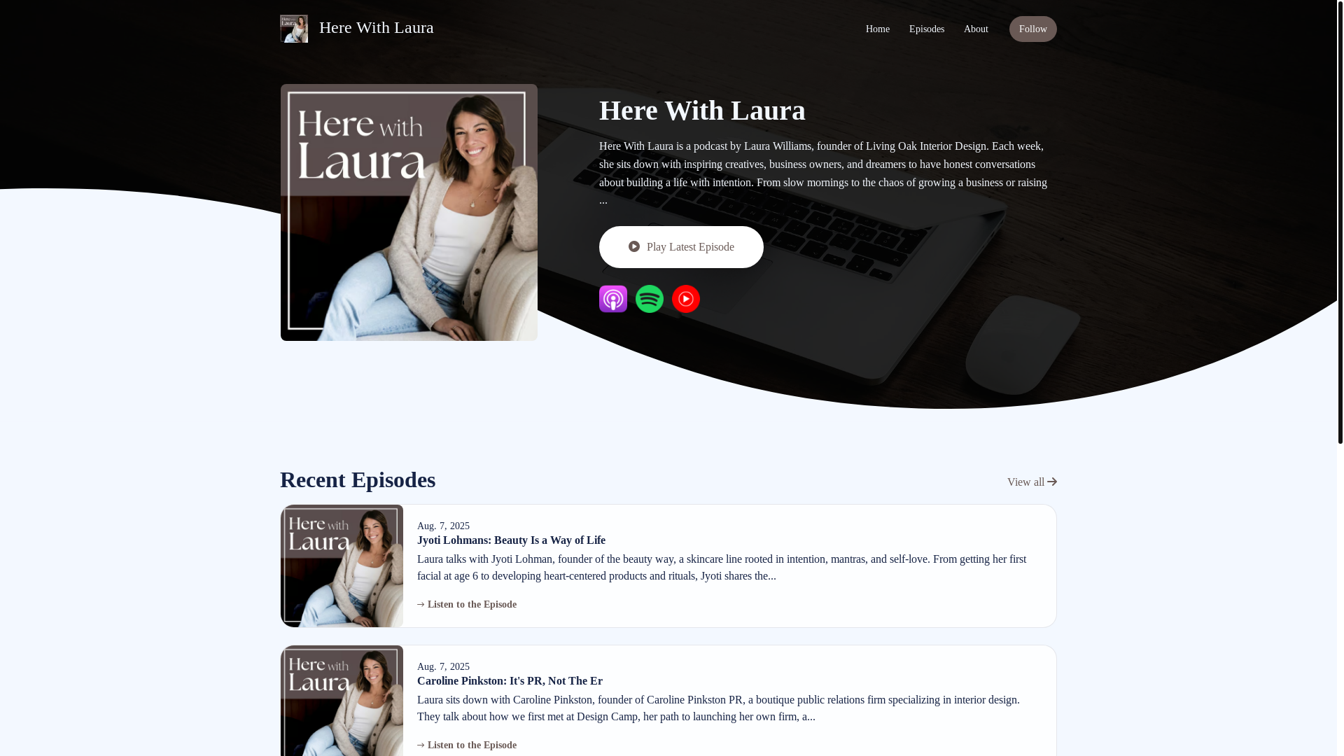 website screenshot of https://herewithlaura.com/