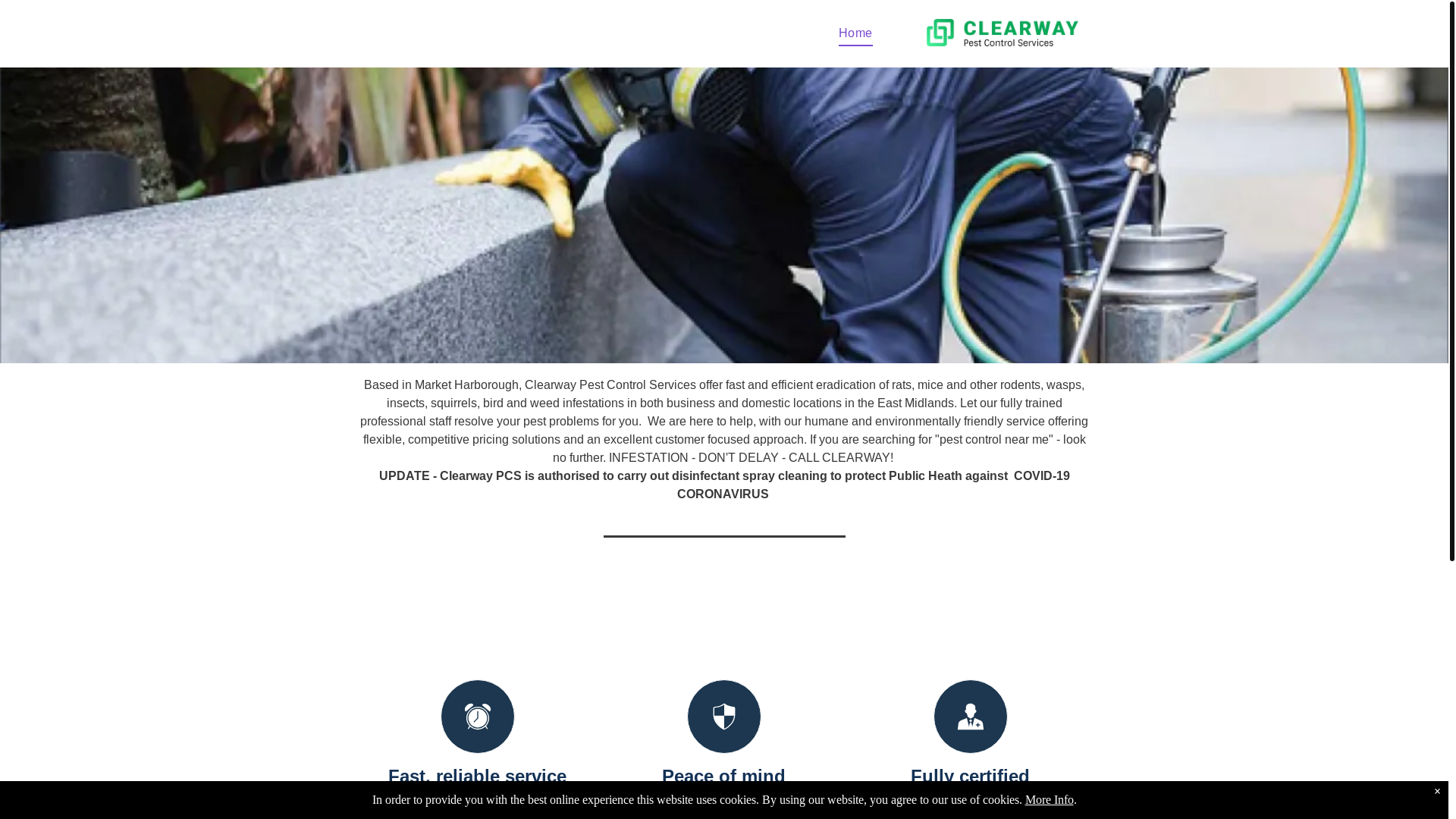 website screenshot of https://clearwaypestcontrol.uk/