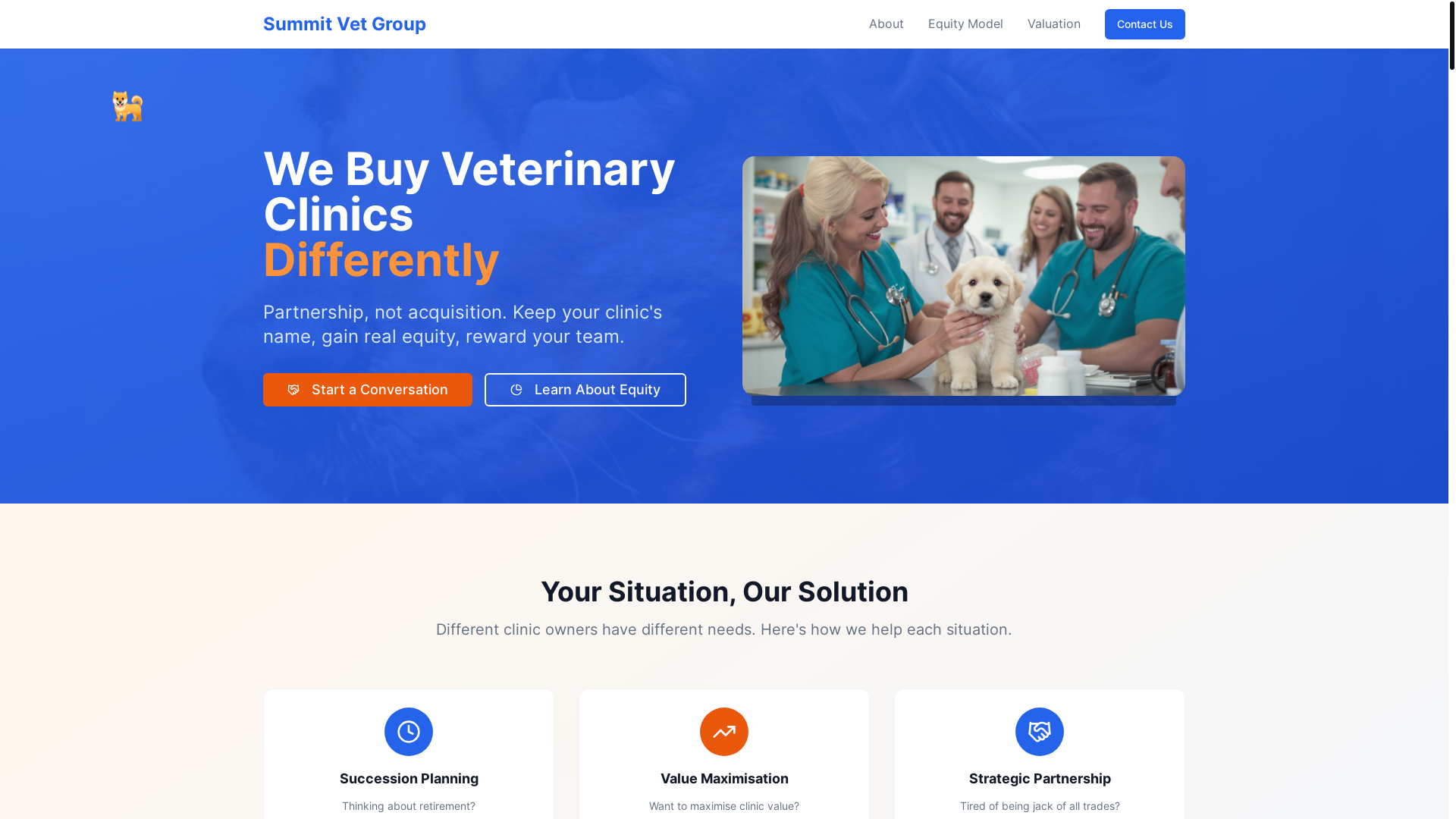website screenshot of https://summitvetgroup.com/