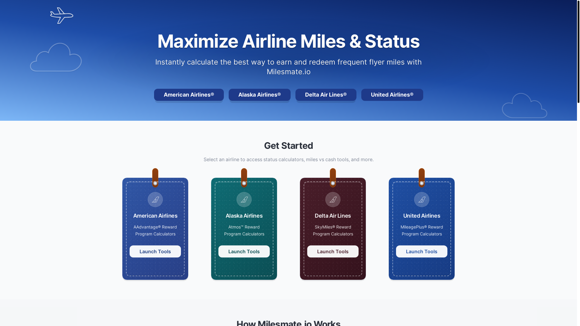 website screenshot of https://milesmate.io/