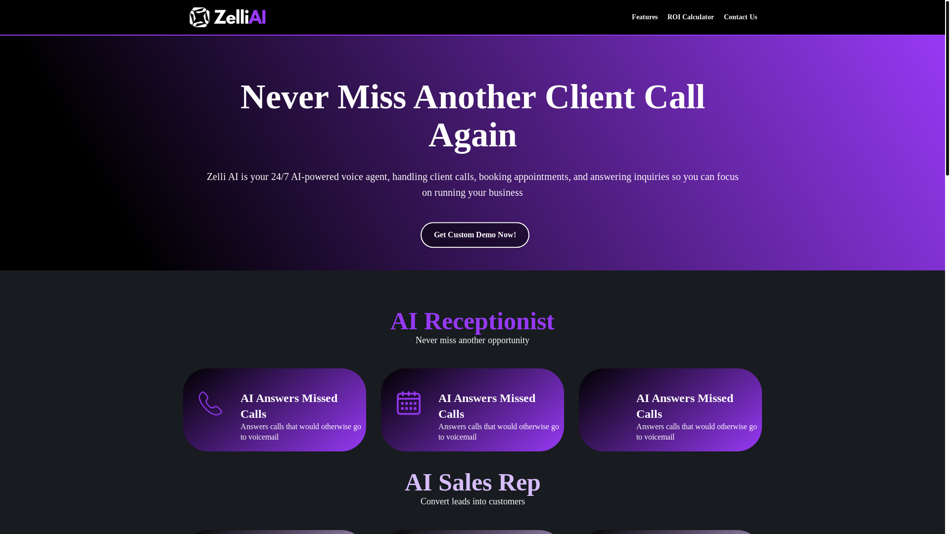 website screenshot of https://zelli-ai.com/