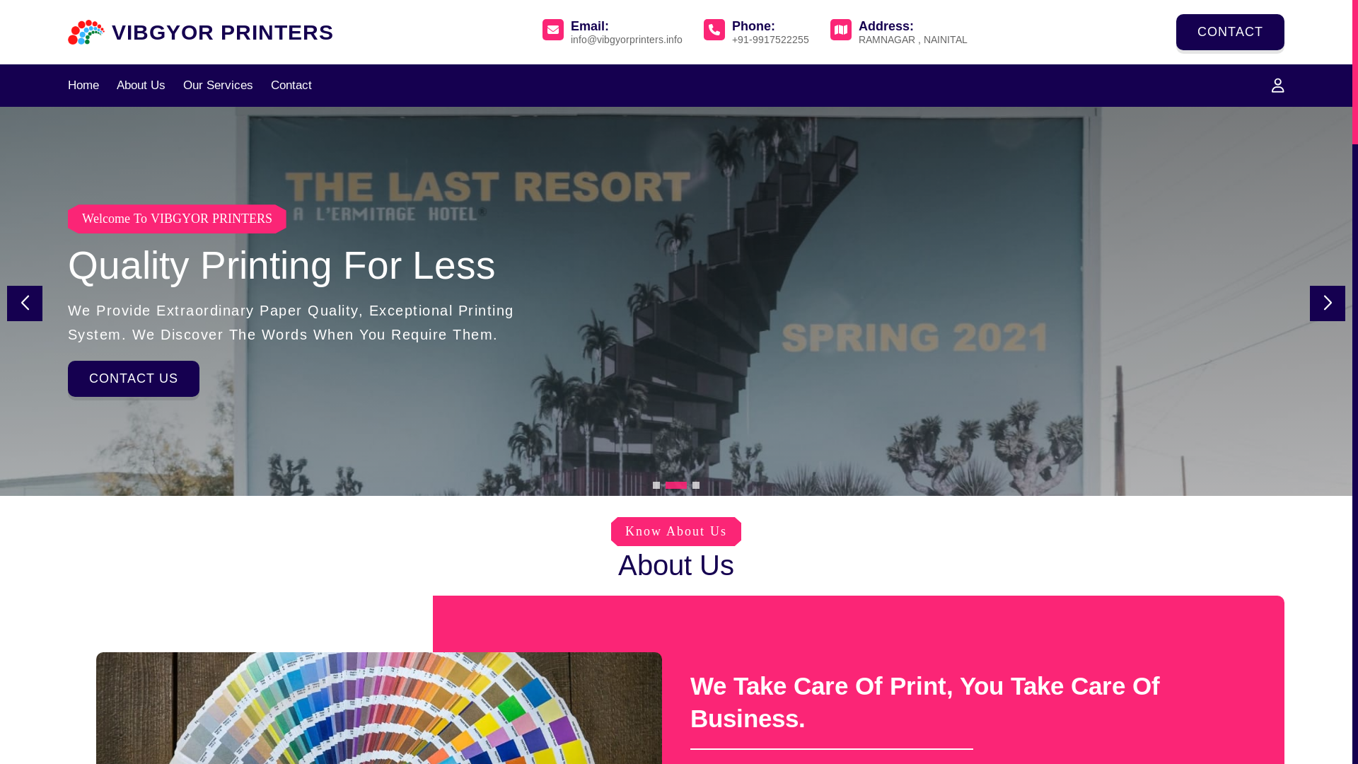 website screenshot of https://vibgyorprinters.info/