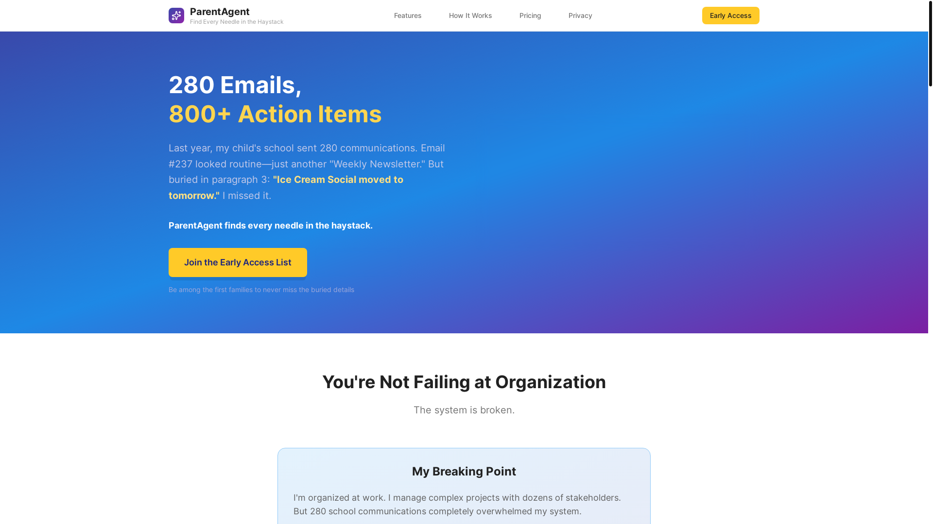 website screenshot of https://parentagent.io/