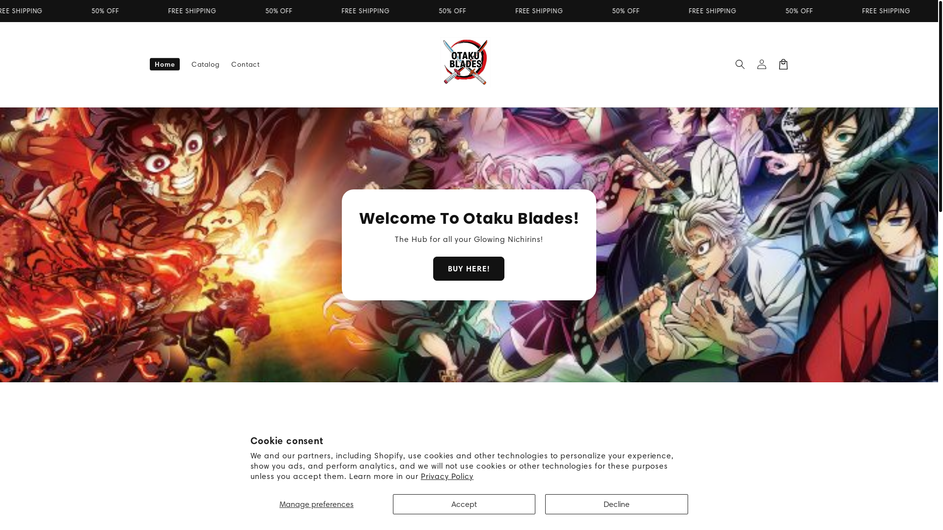 website screenshot of https://otakublades.store/