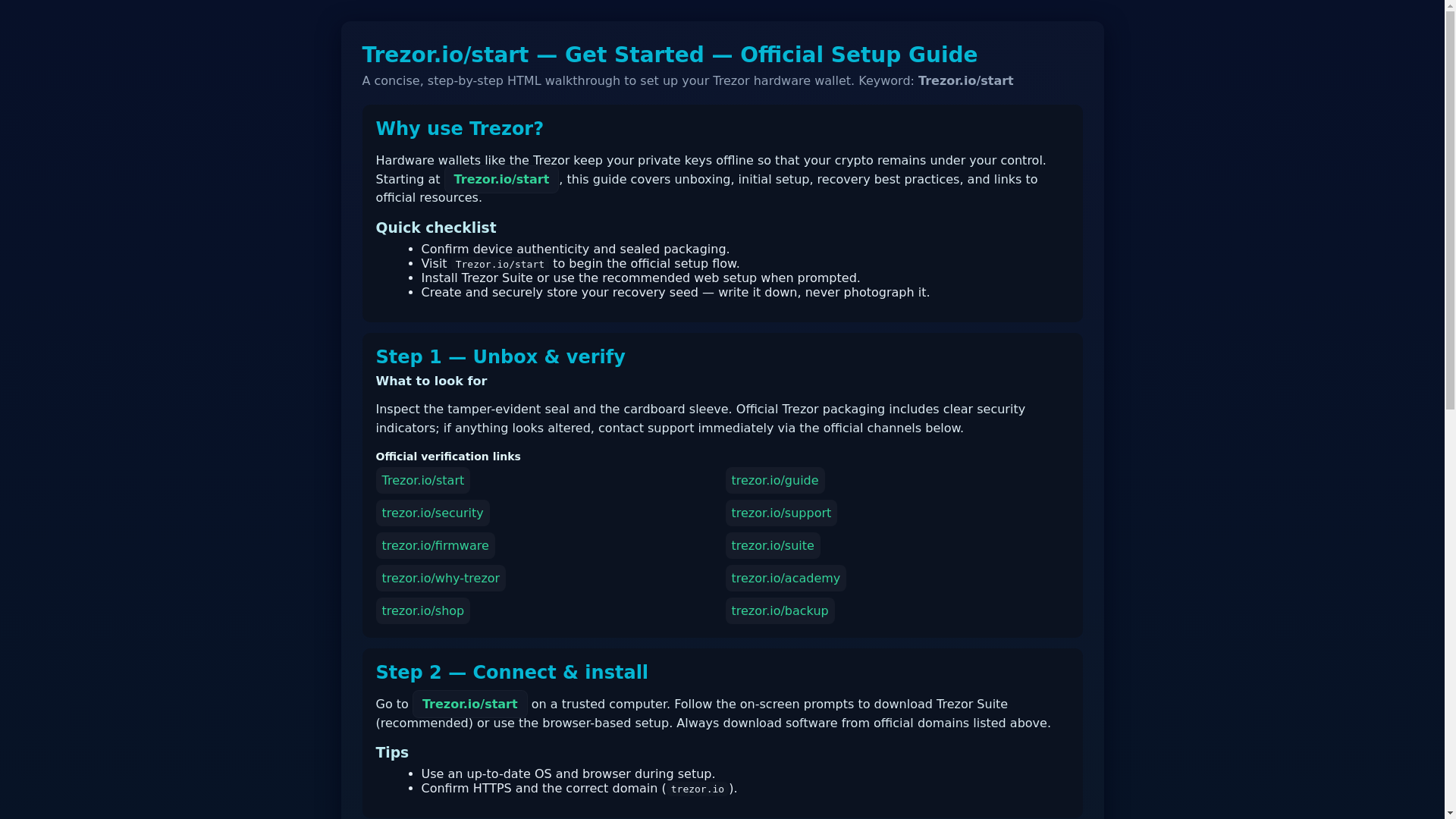 website screenshot of https://start-trezore-us.pages.dev/