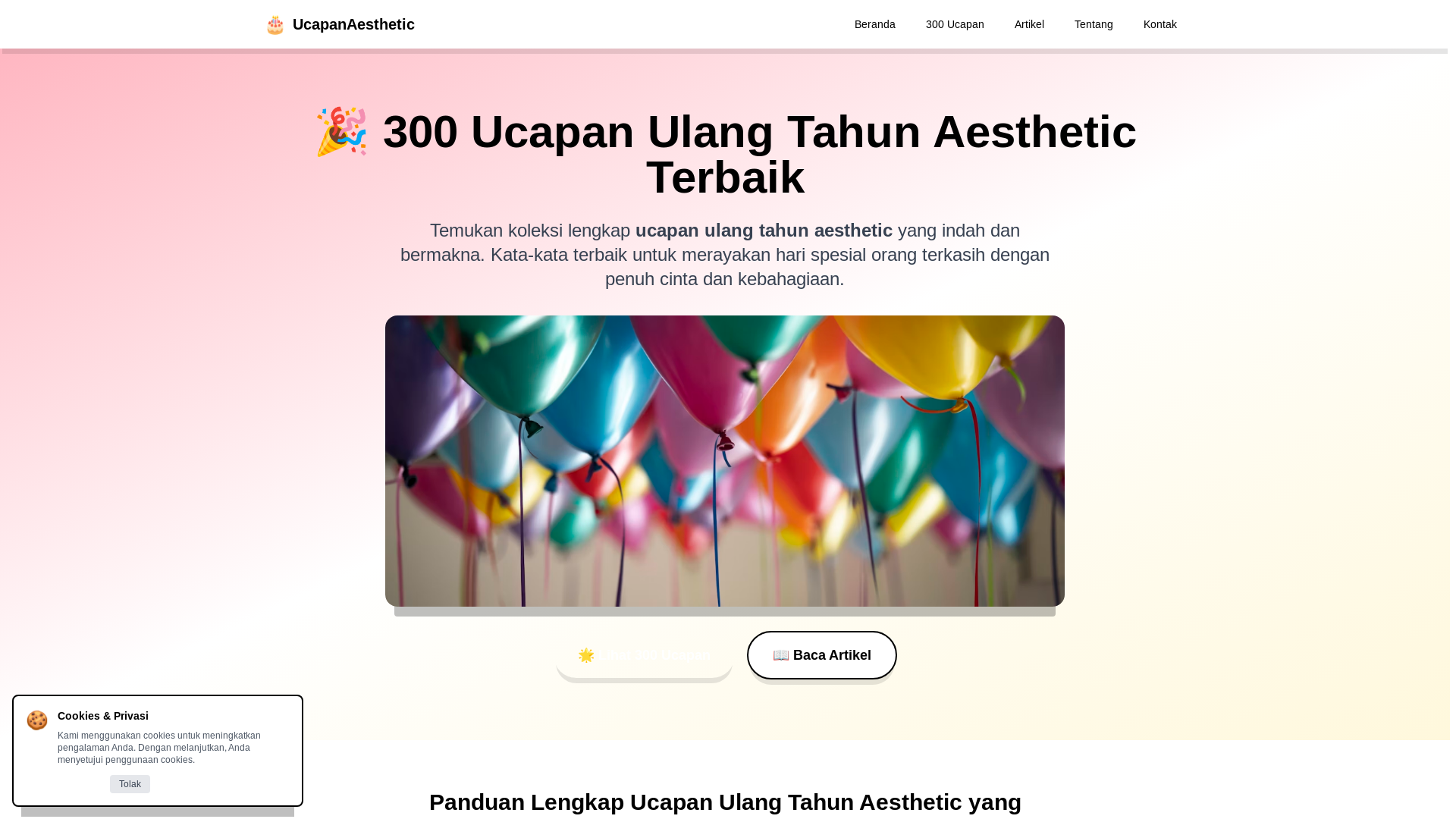 website screenshot of https://ucapanulangtahunaesthetic.pages.dev/