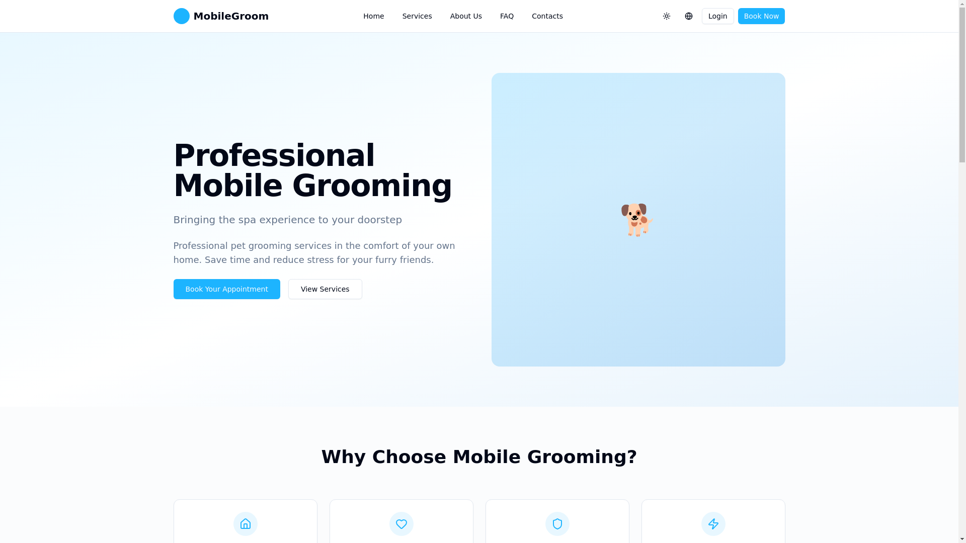 website screenshot of https://zunogrooming.com/