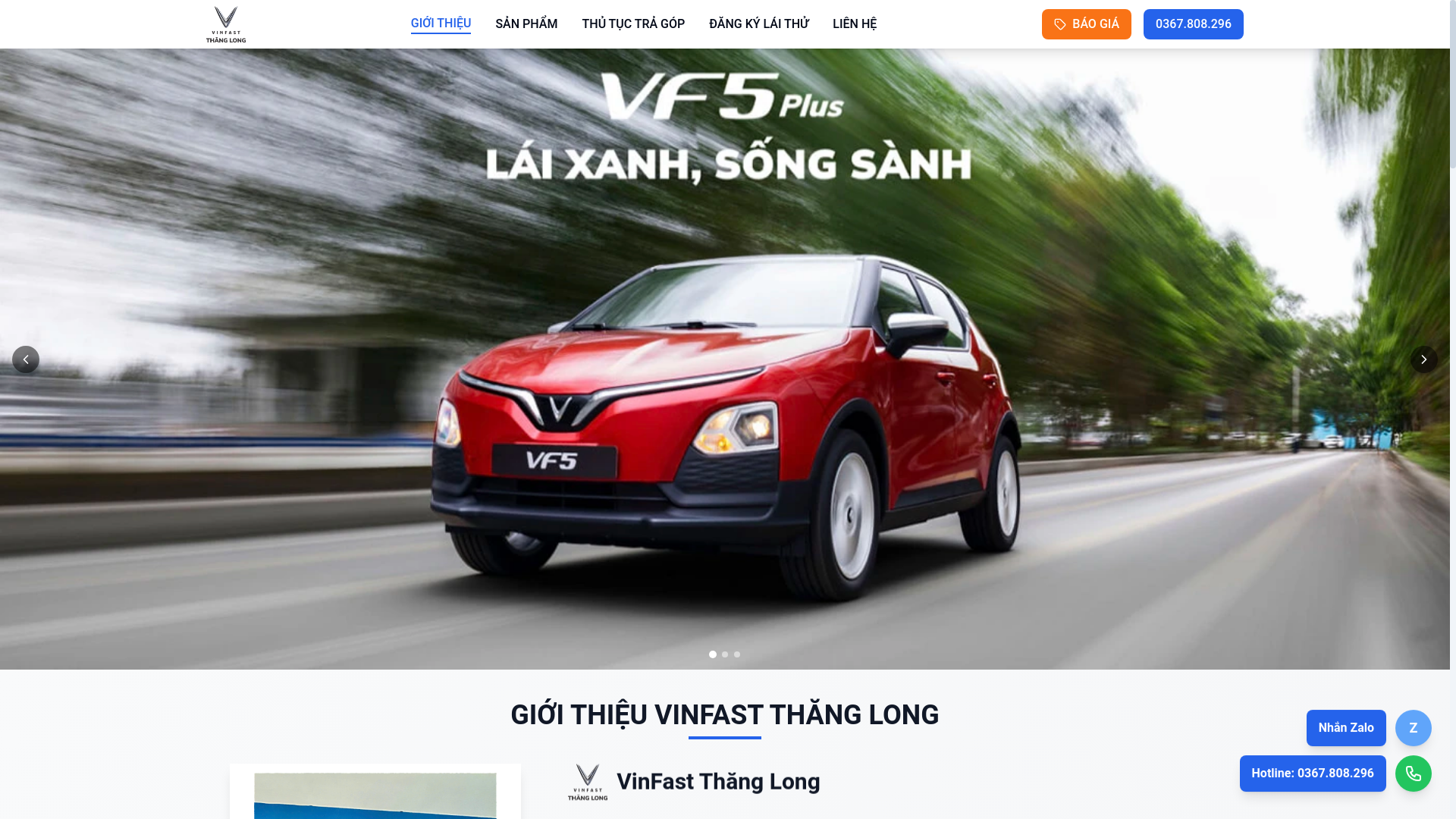 website screenshot of https://vinfastthanglong-ngoclong.info.vn/