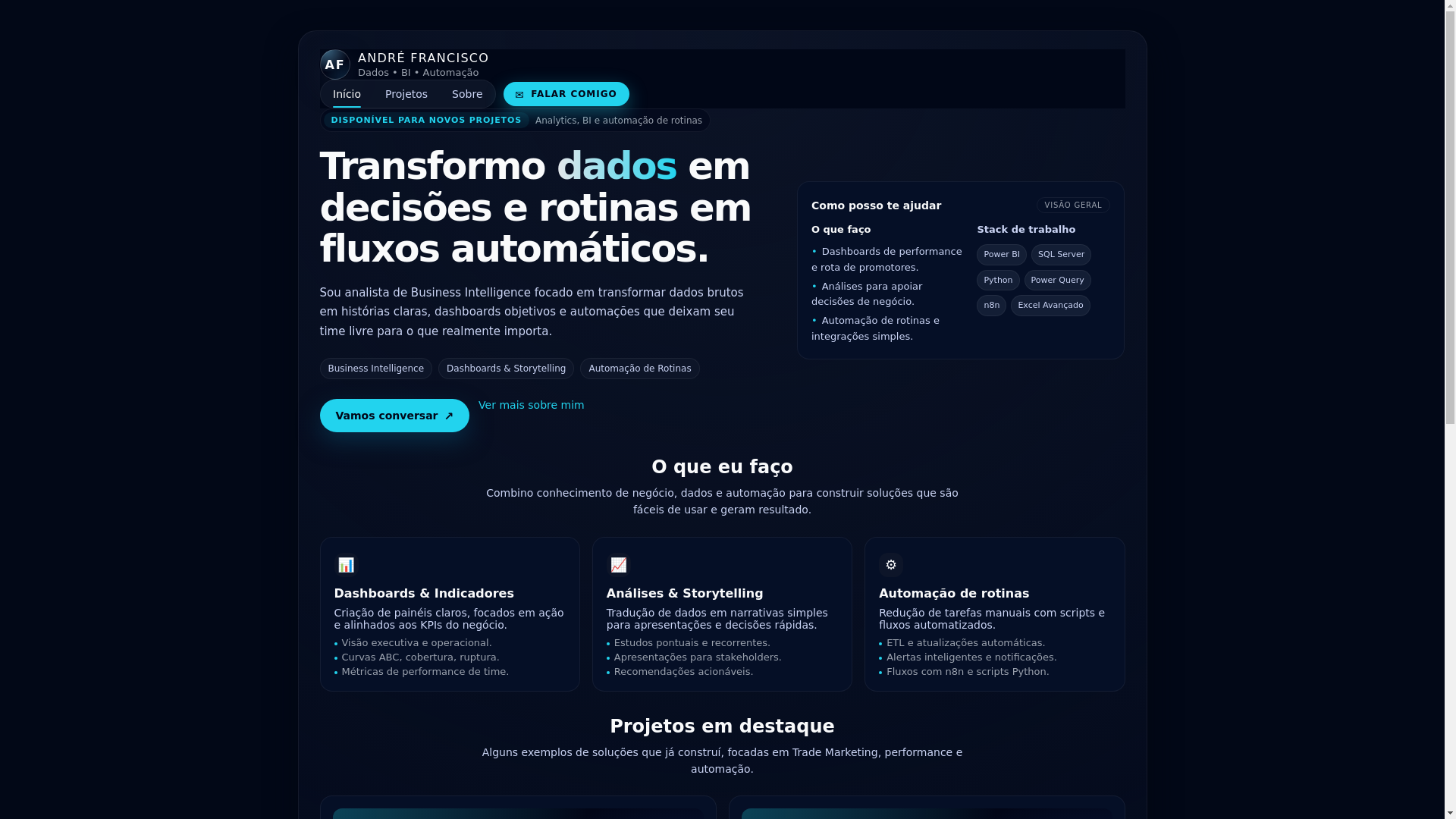 website screenshot of https://andrecienciadados.com.br/