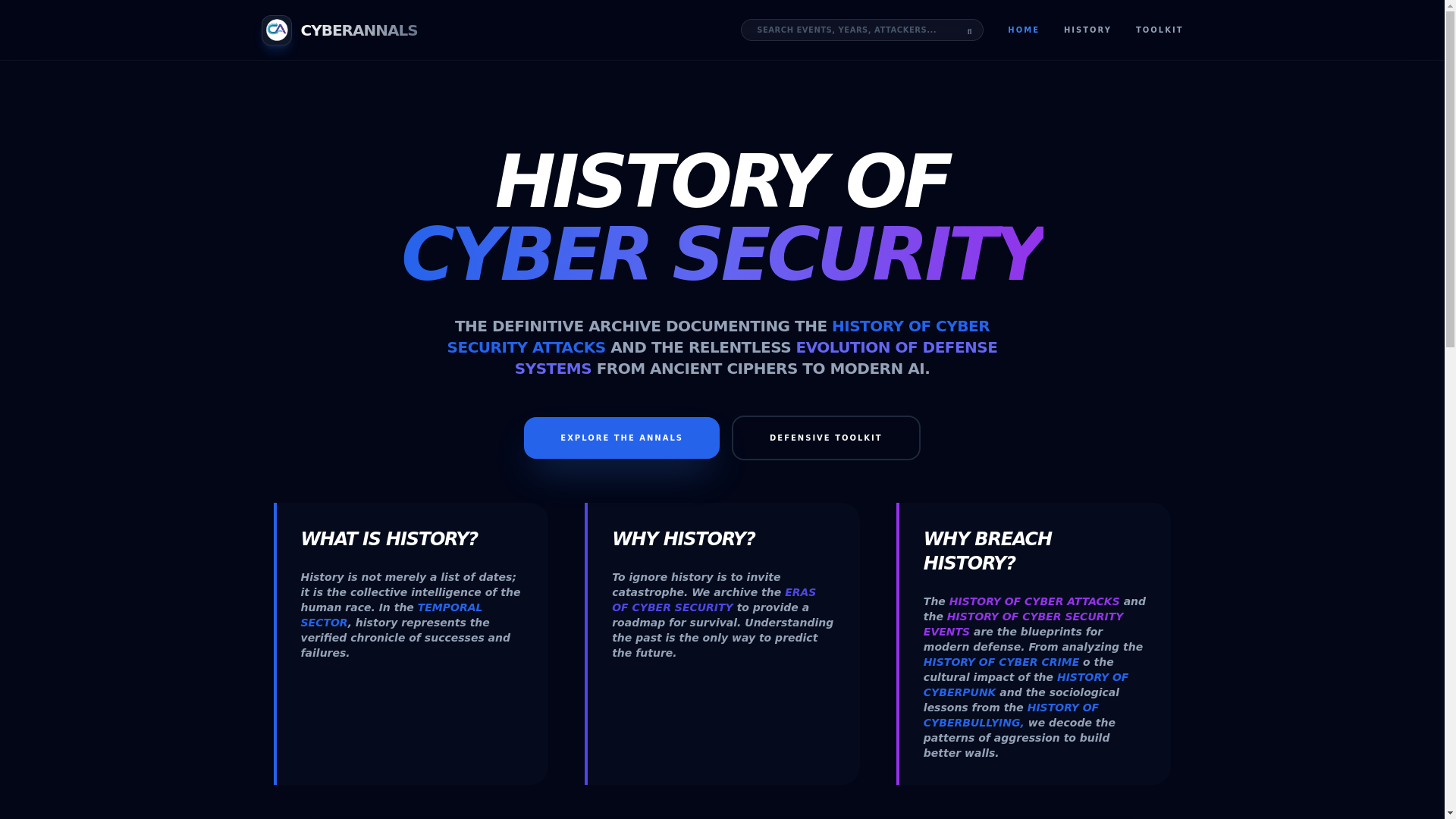 website screenshot of https://cyberannals.pages.dev/