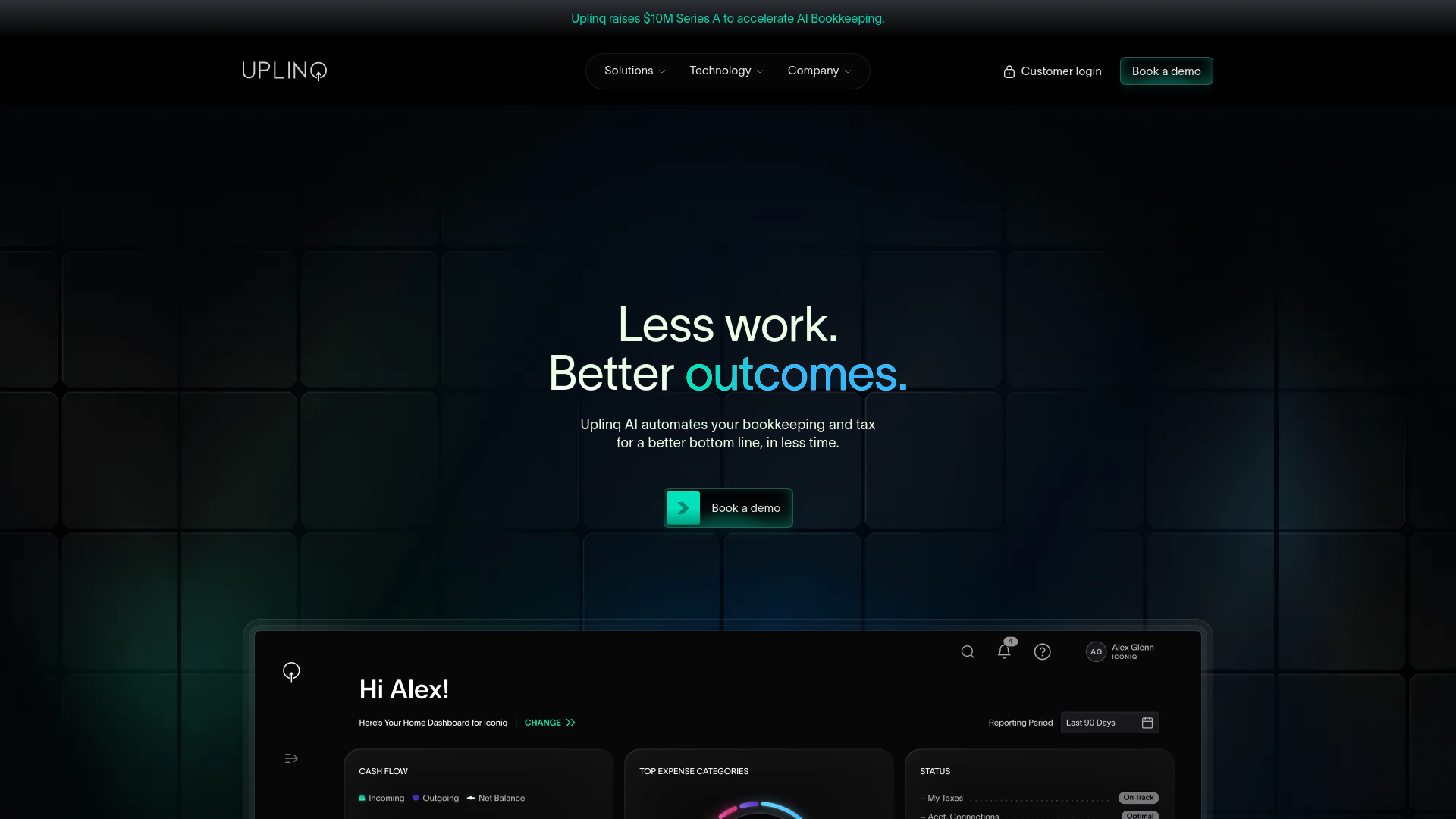 website screenshot of https://uplinqaiautomation.com/