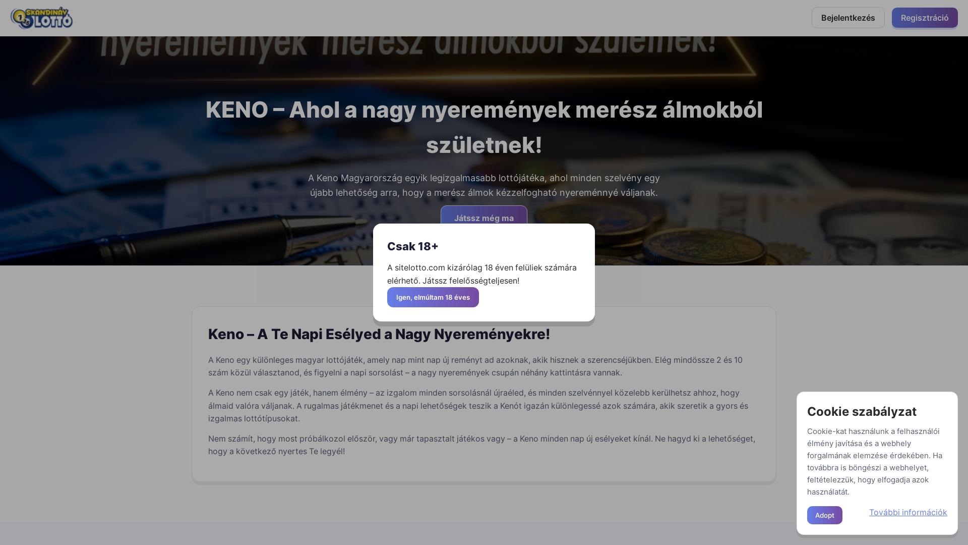 website screenshot of https://lottoszerencsejatek.com/