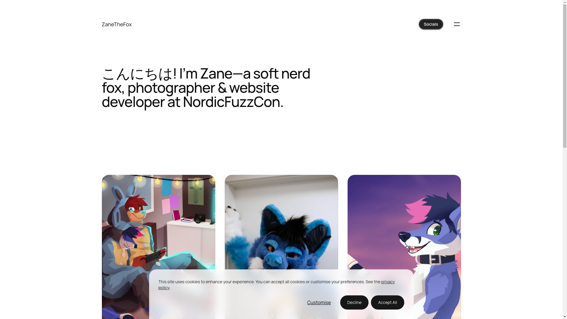 website screenshot of https://zanefox.pages.dev/
