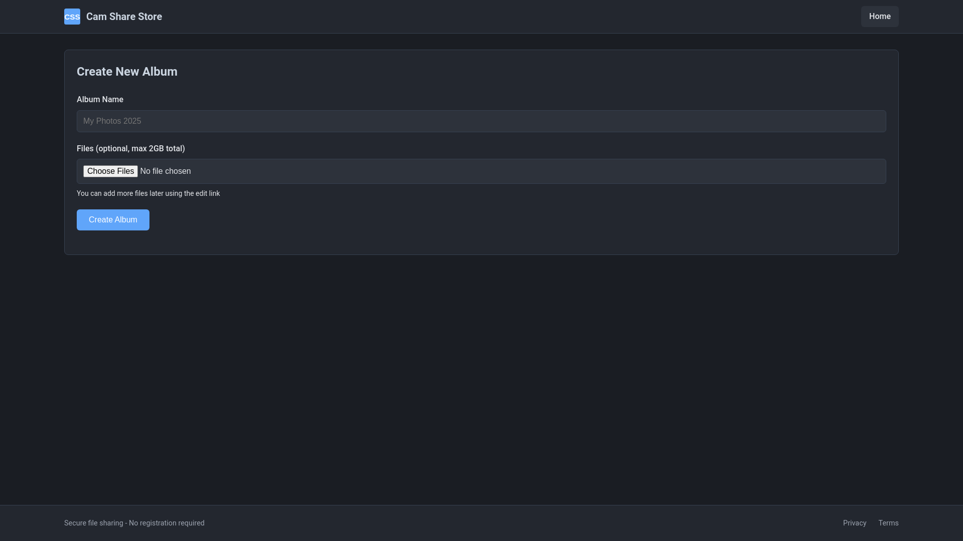website screenshot of https://cam-share-store.pages.dev/