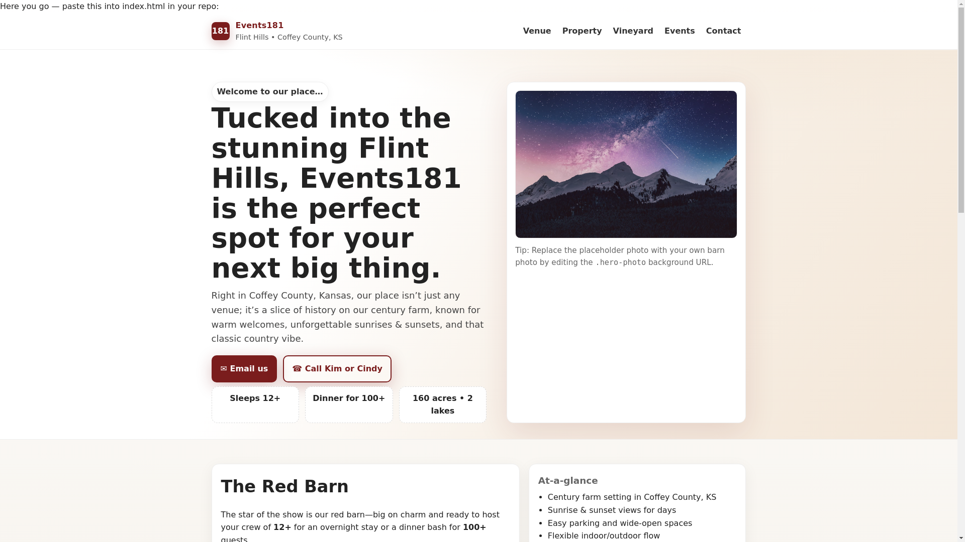 website screenshot of https://events181.pages.dev/