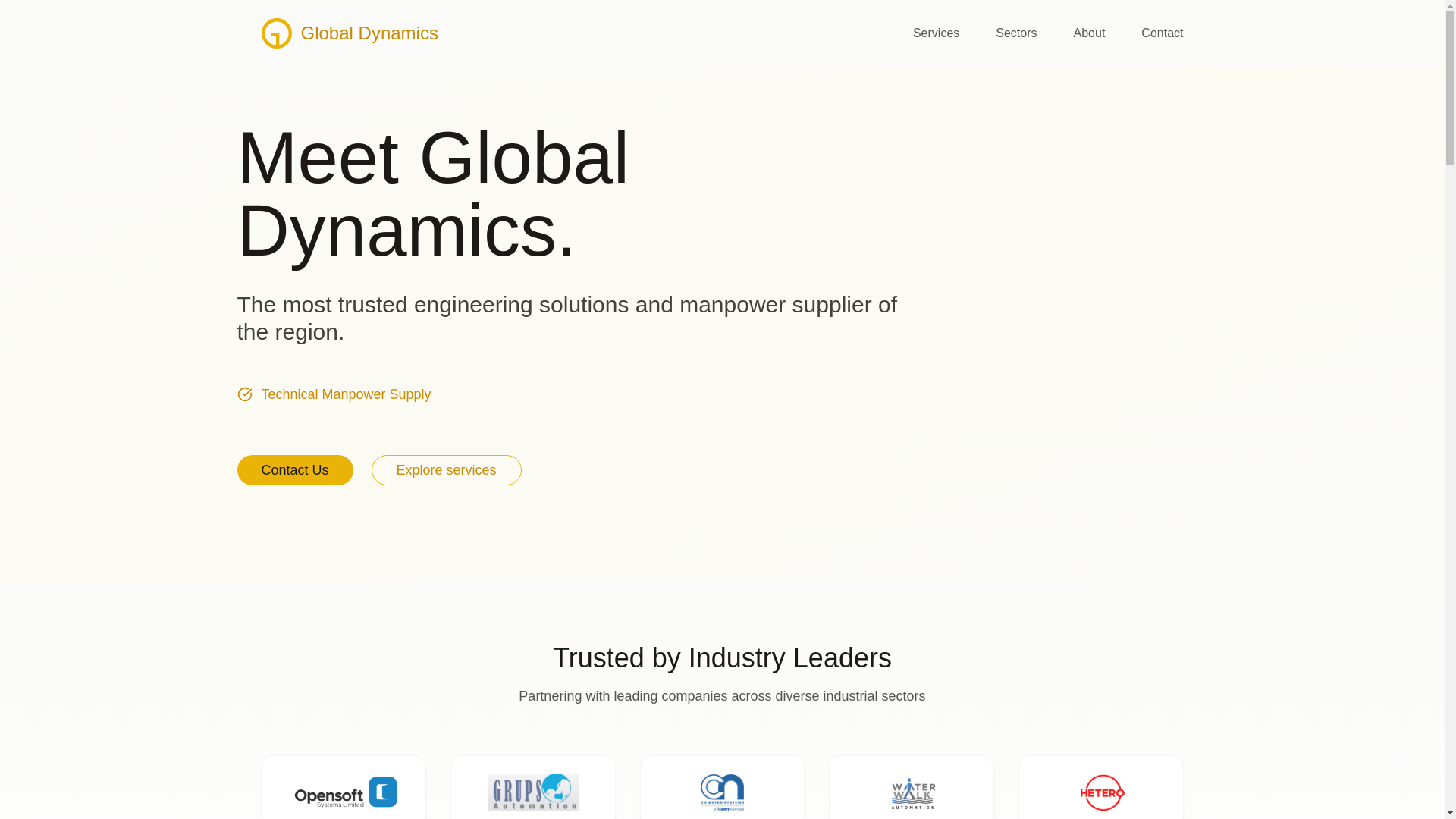 website screenshot of https://globaldynamics.co.in/