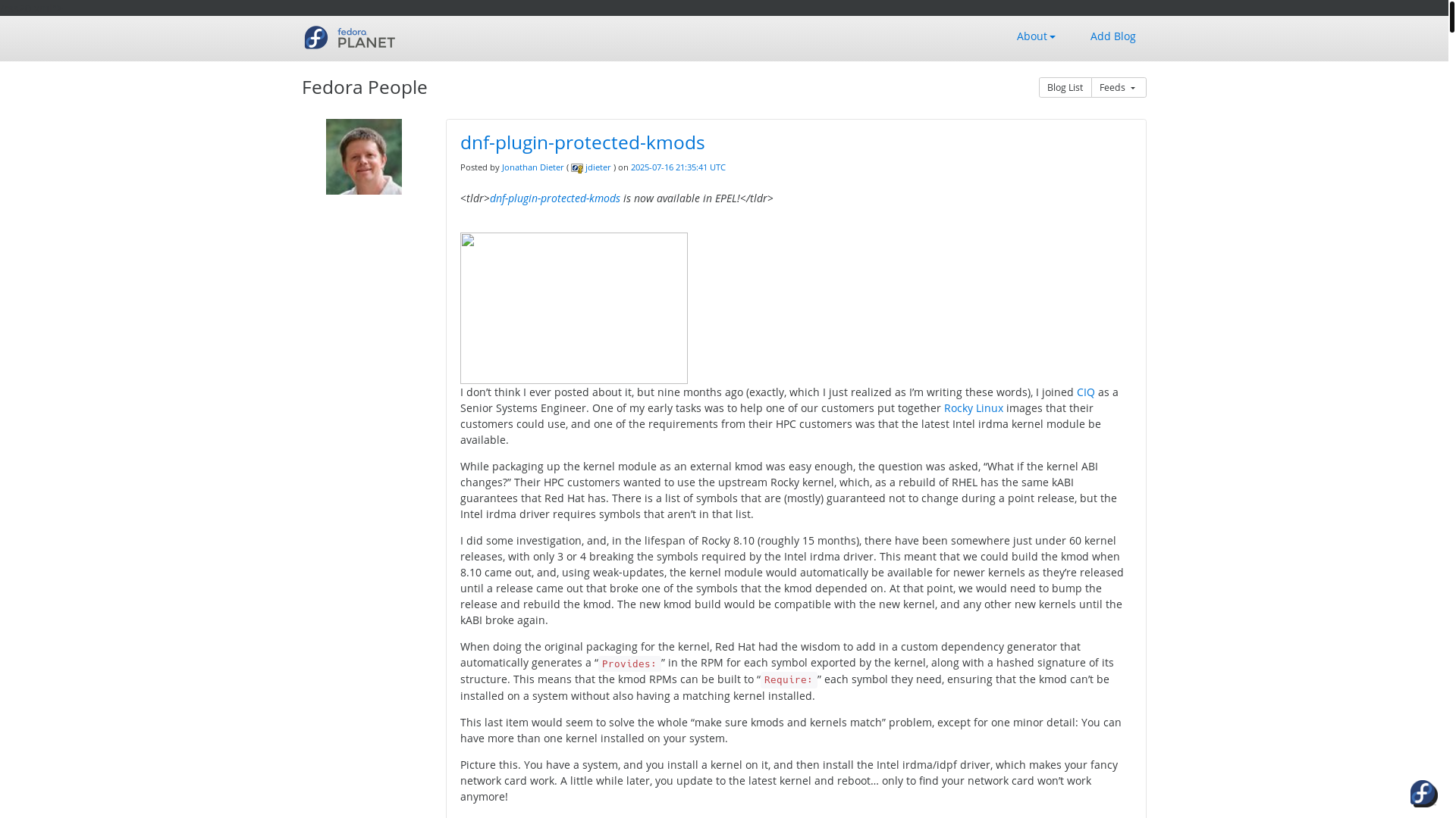 website screenshot of https://fedoraplanet.org/