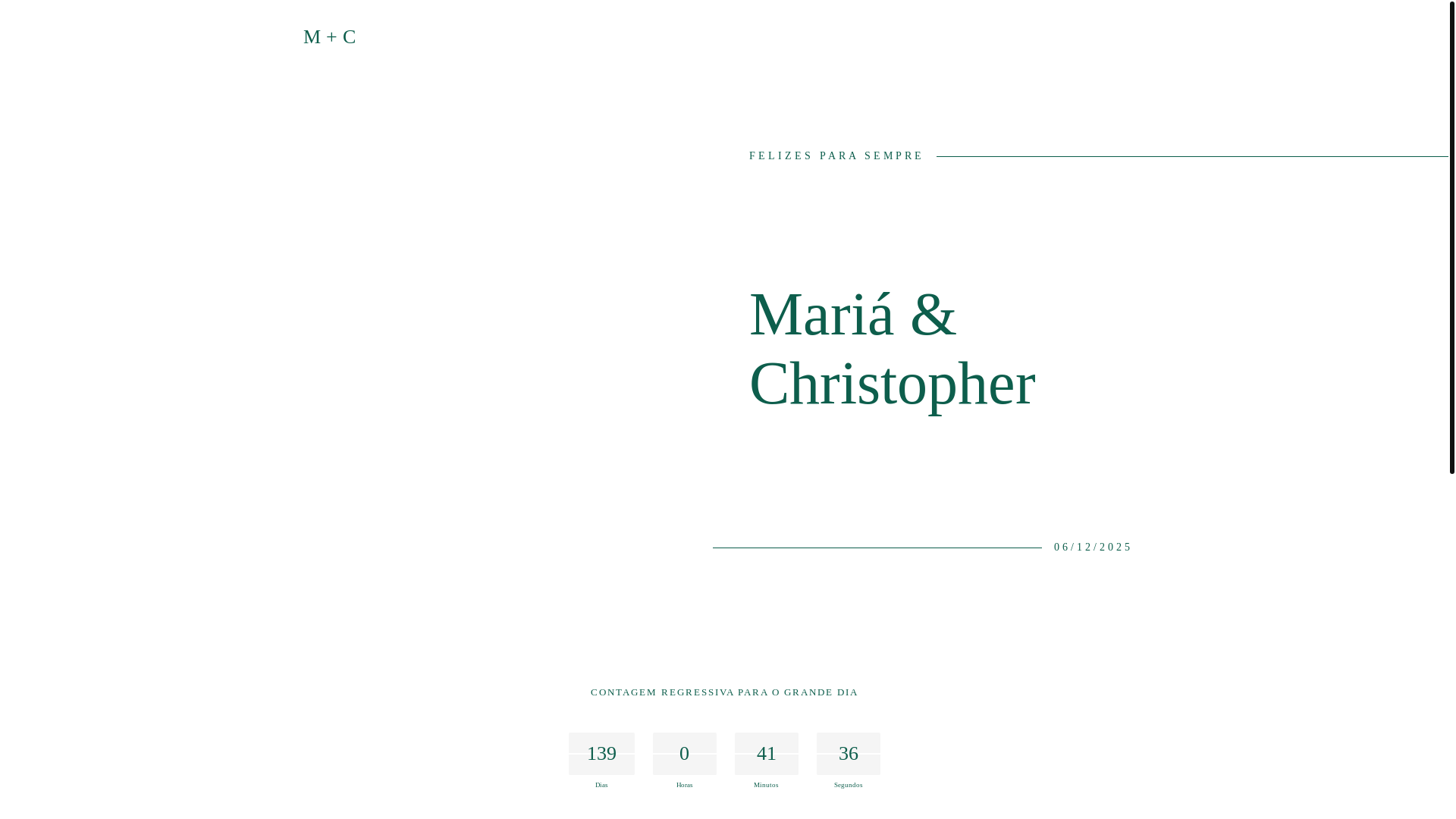 website screenshot of https://casamentomariaechristopher.com.br/