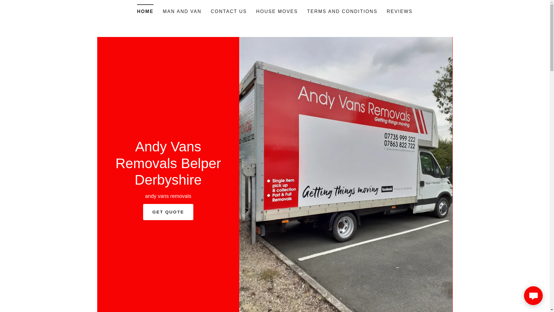 website screenshot of https://andyvansremovalsbelper.com/