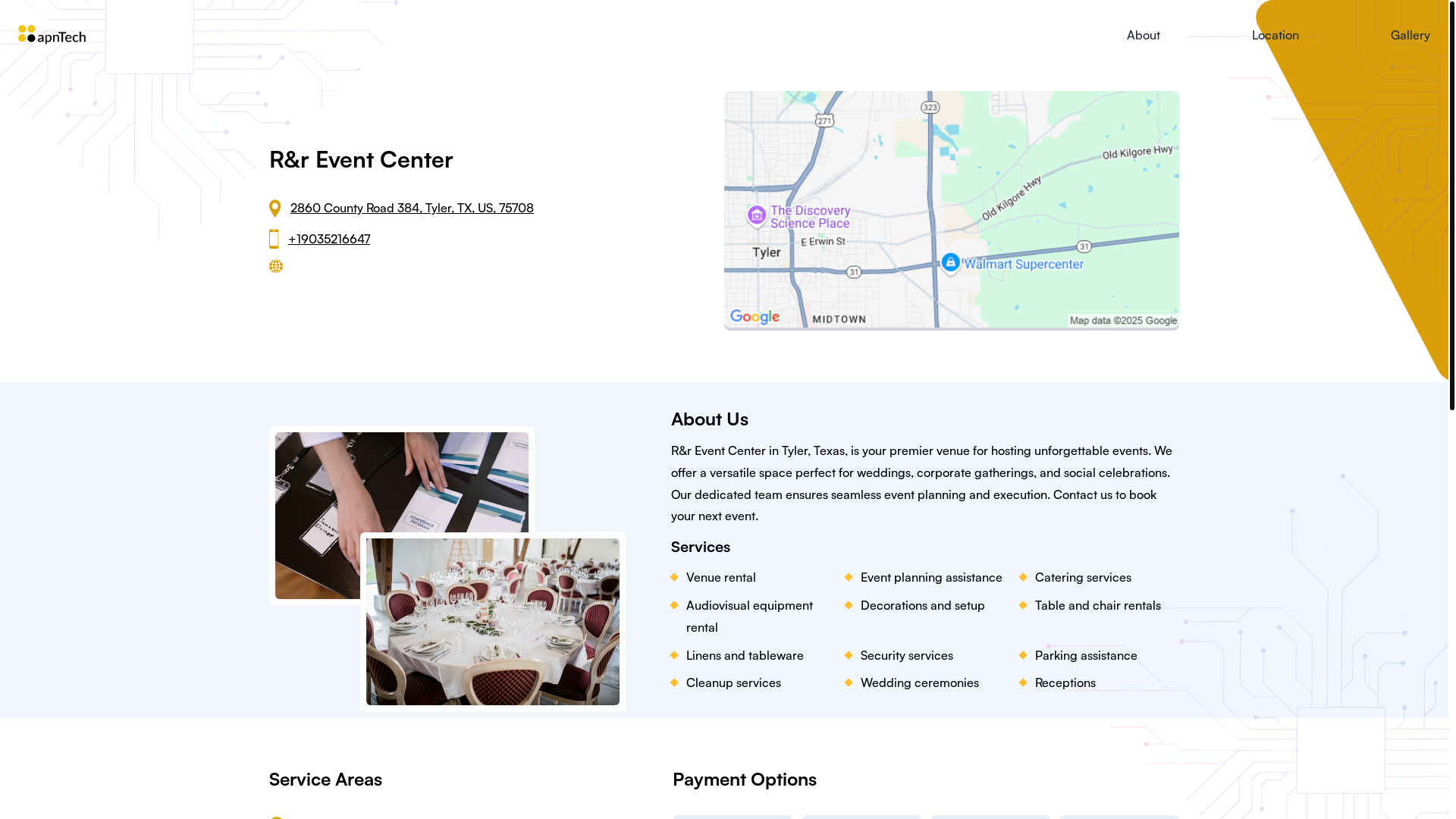 website screenshot of https://rreventcenter.online/