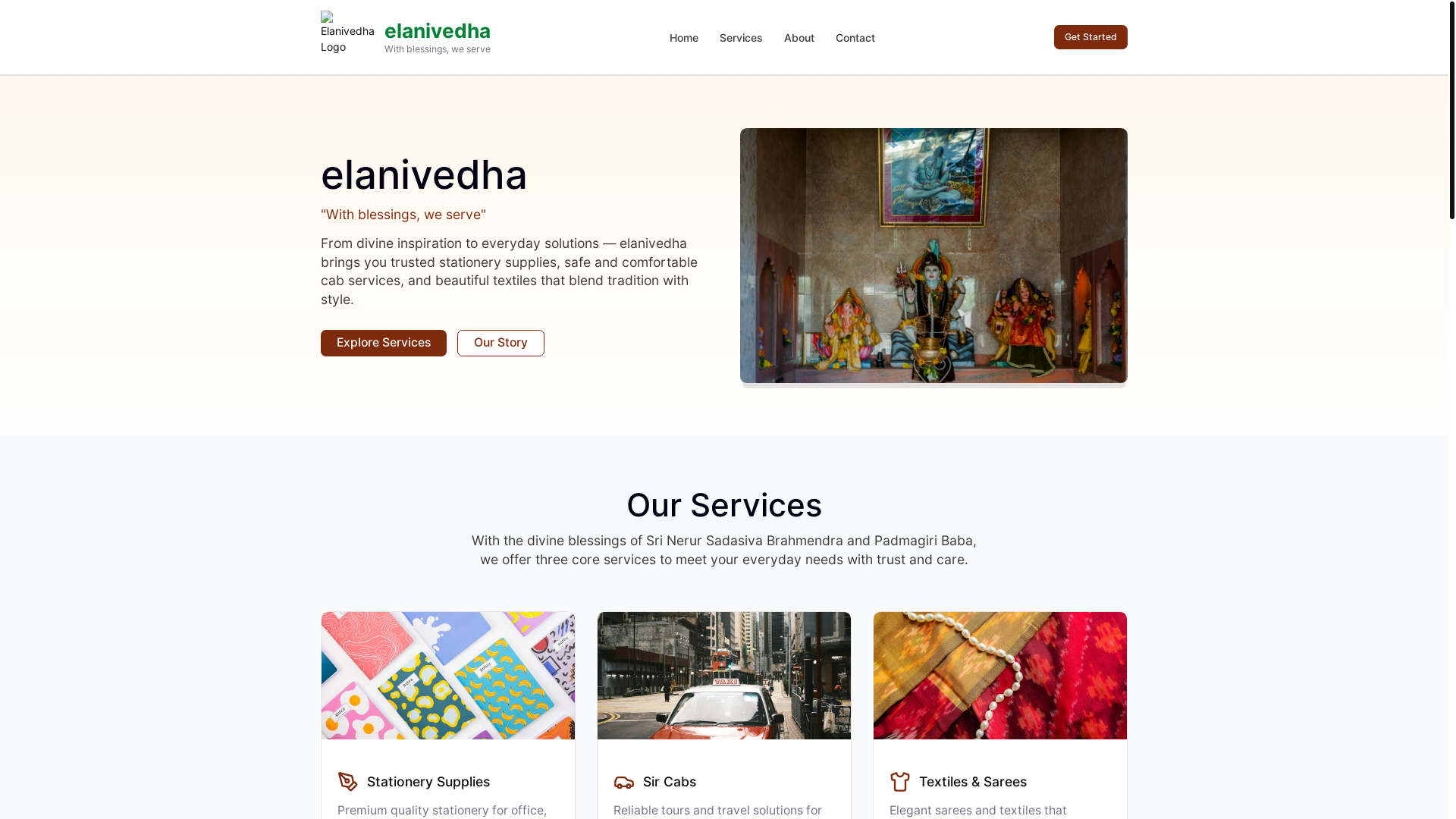 website screenshot of https://elanivedha.pages.dev/