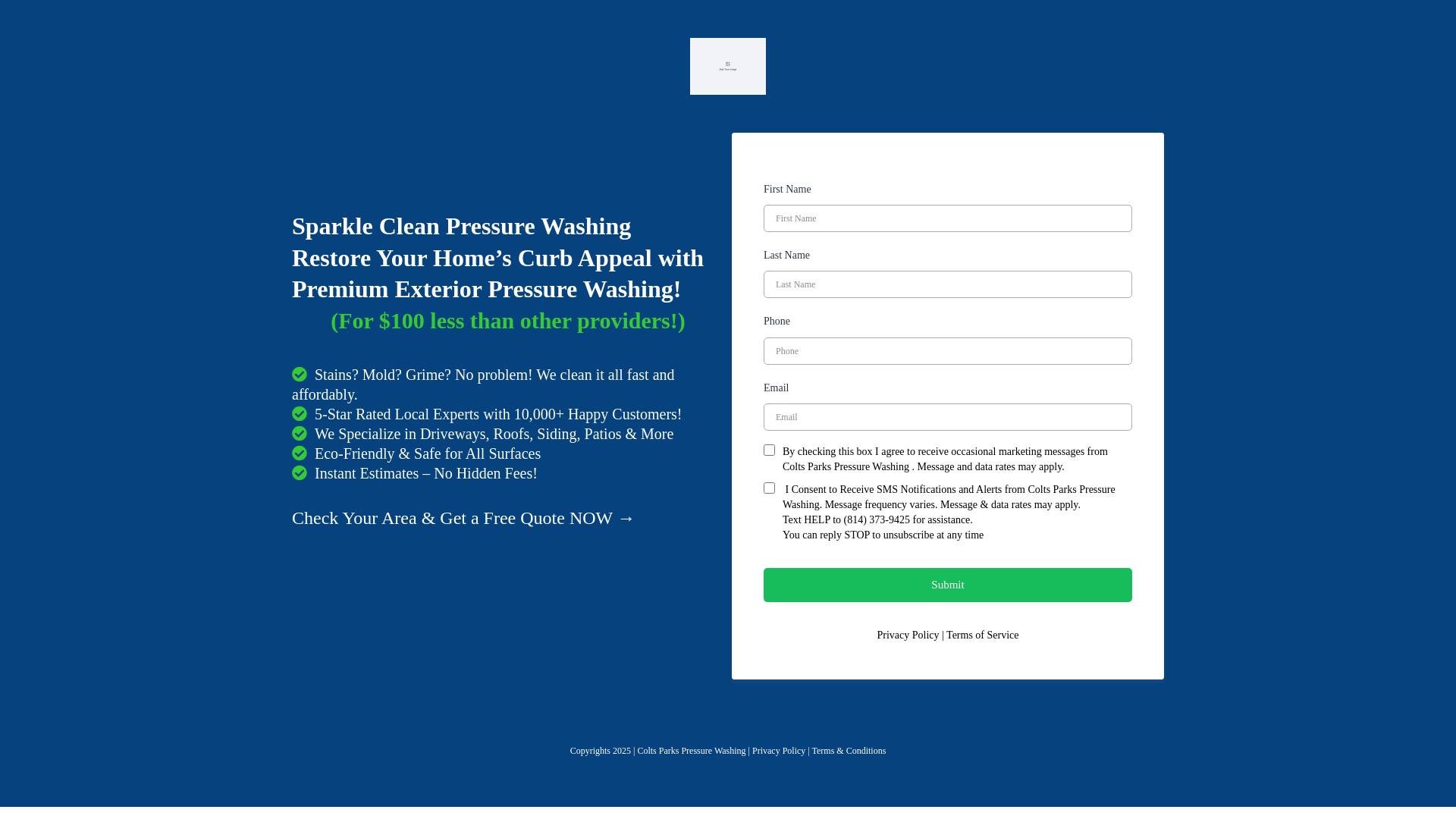 website screenshot of https://parkspressurewashing.com/