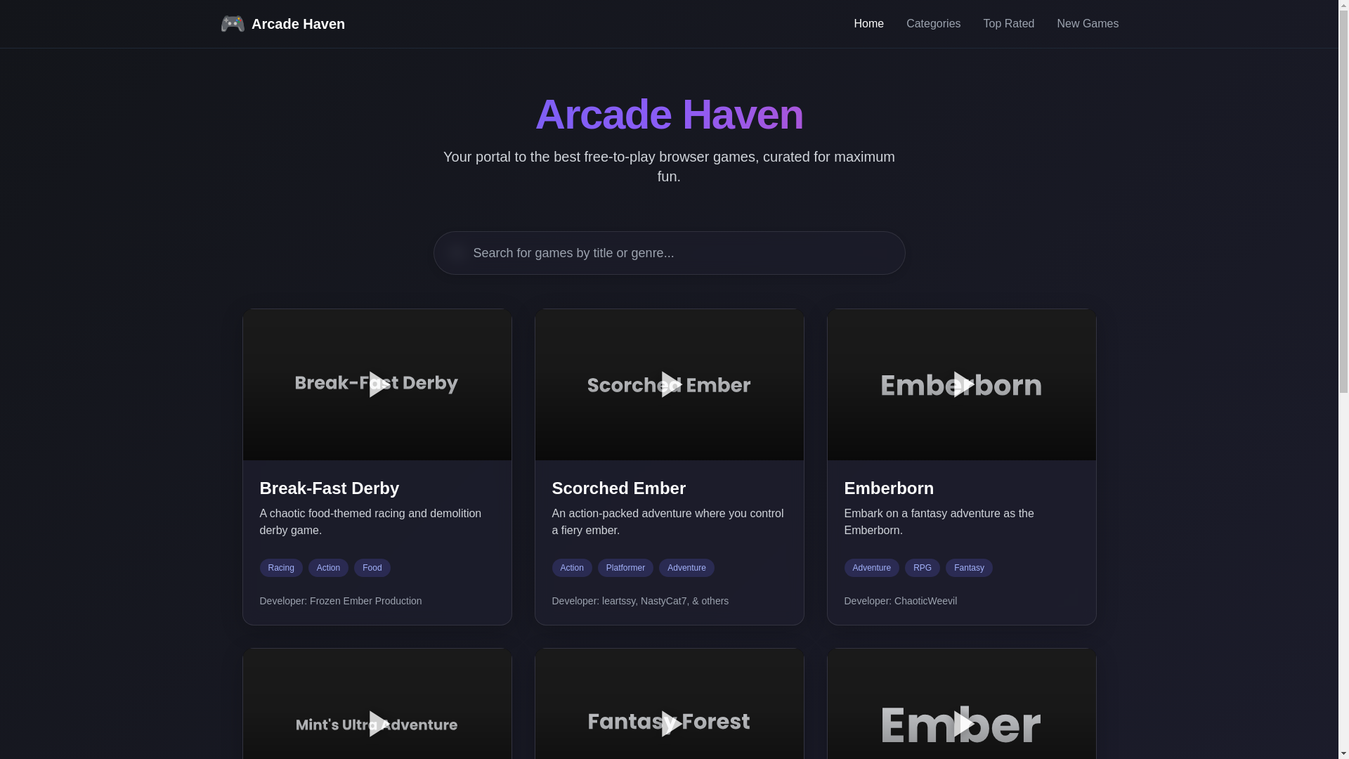 website screenshot of https://arcade-haven.pages.dev/