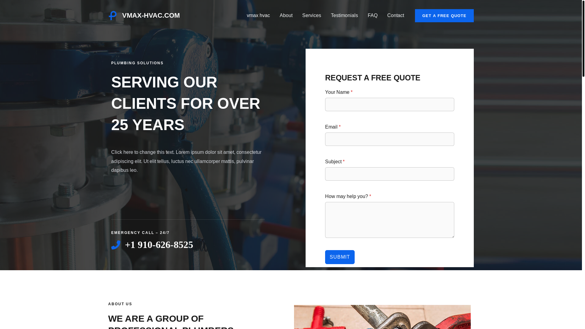 website screenshot of https://vmax-hvac.com/