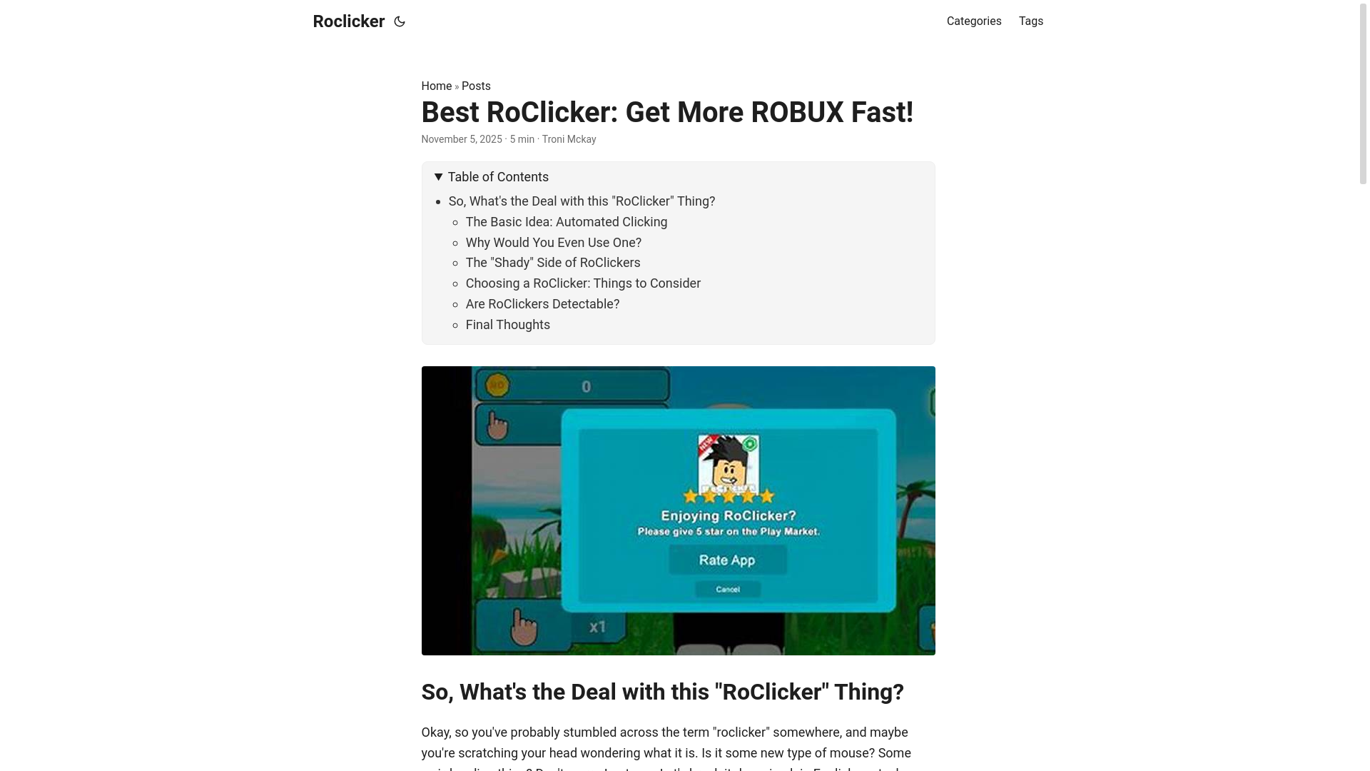 website screenshot of https://roclicker.pages.dev/
