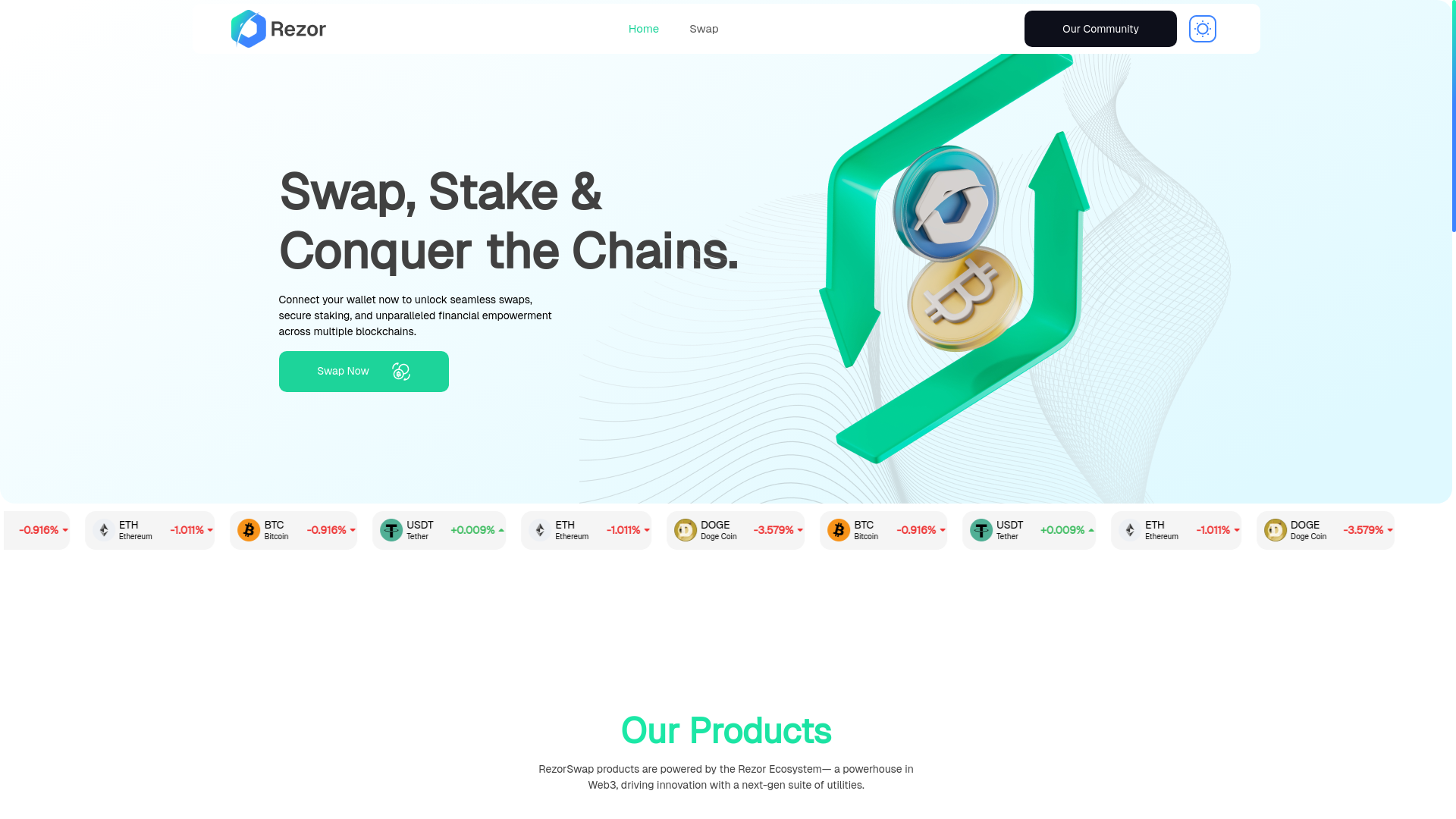 website screenshot of https://www.rezorswap.com/