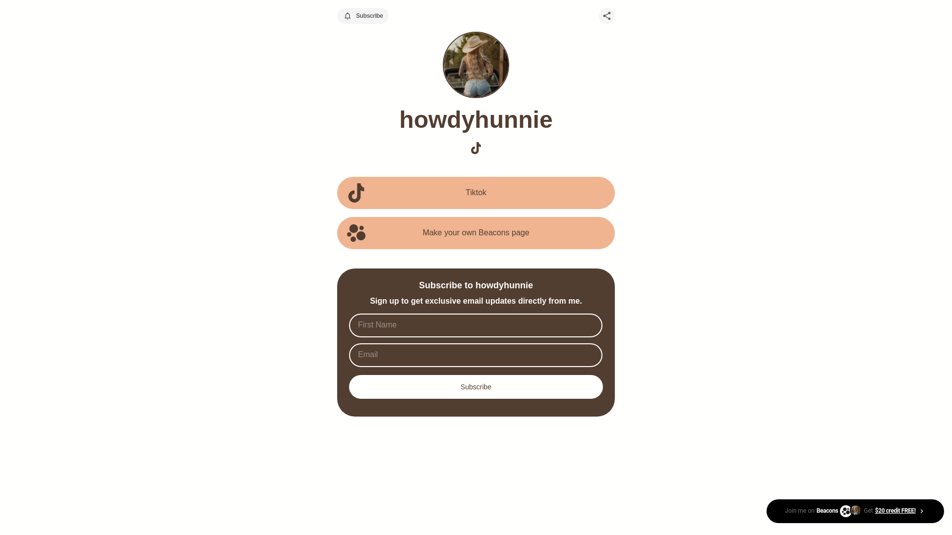 website screenshot of https://howdyhunnie.com/