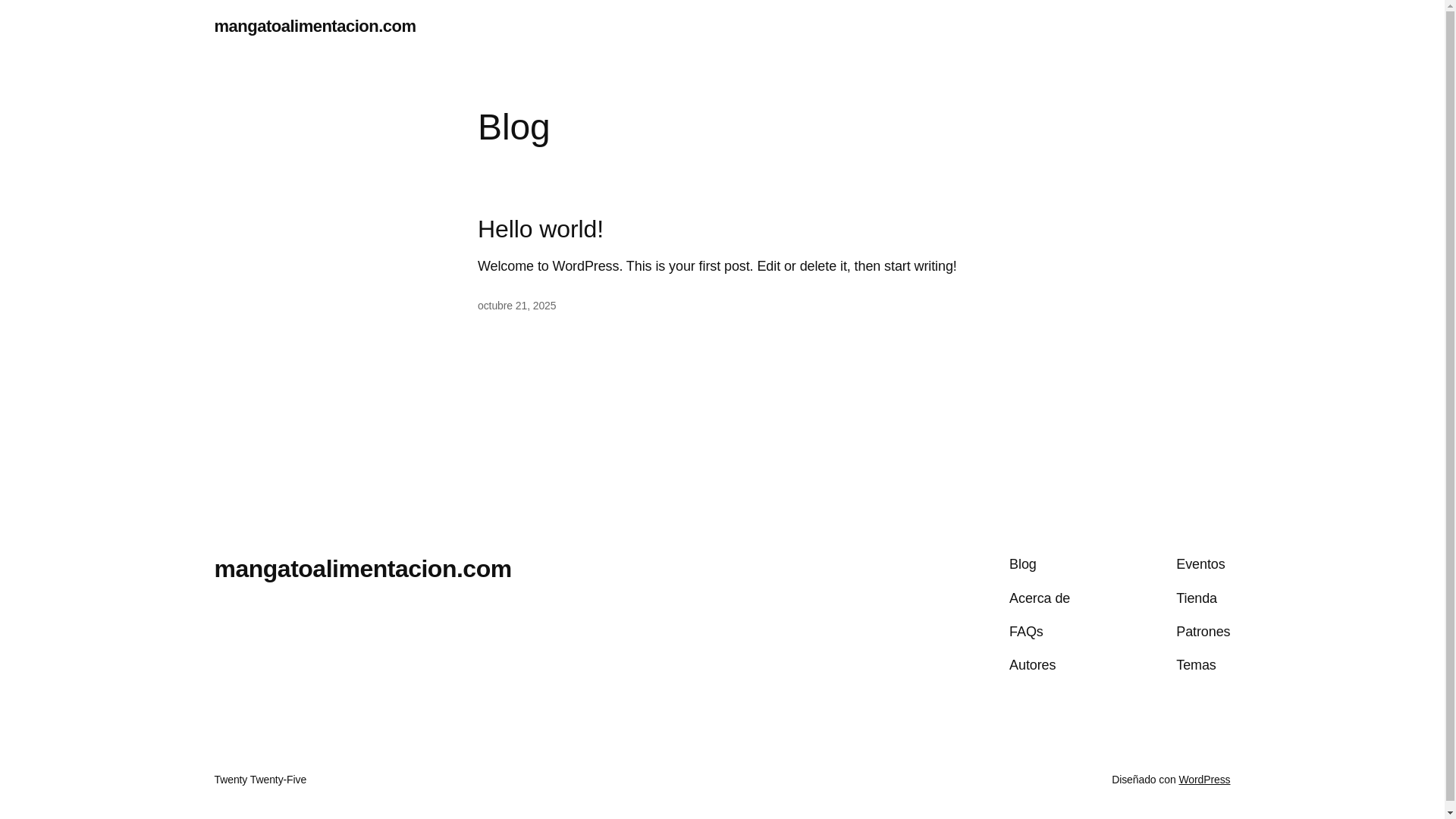website screenshot of https://mangatoalimentacion.com/