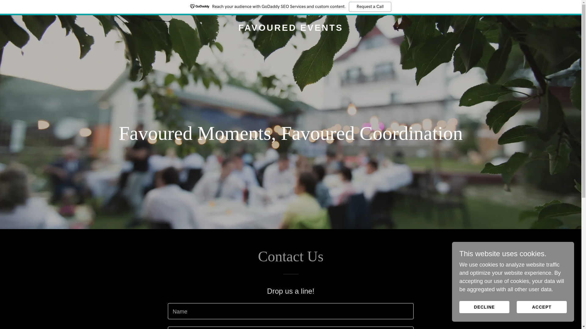 website screenshot of https://favouredevents.co.uk/