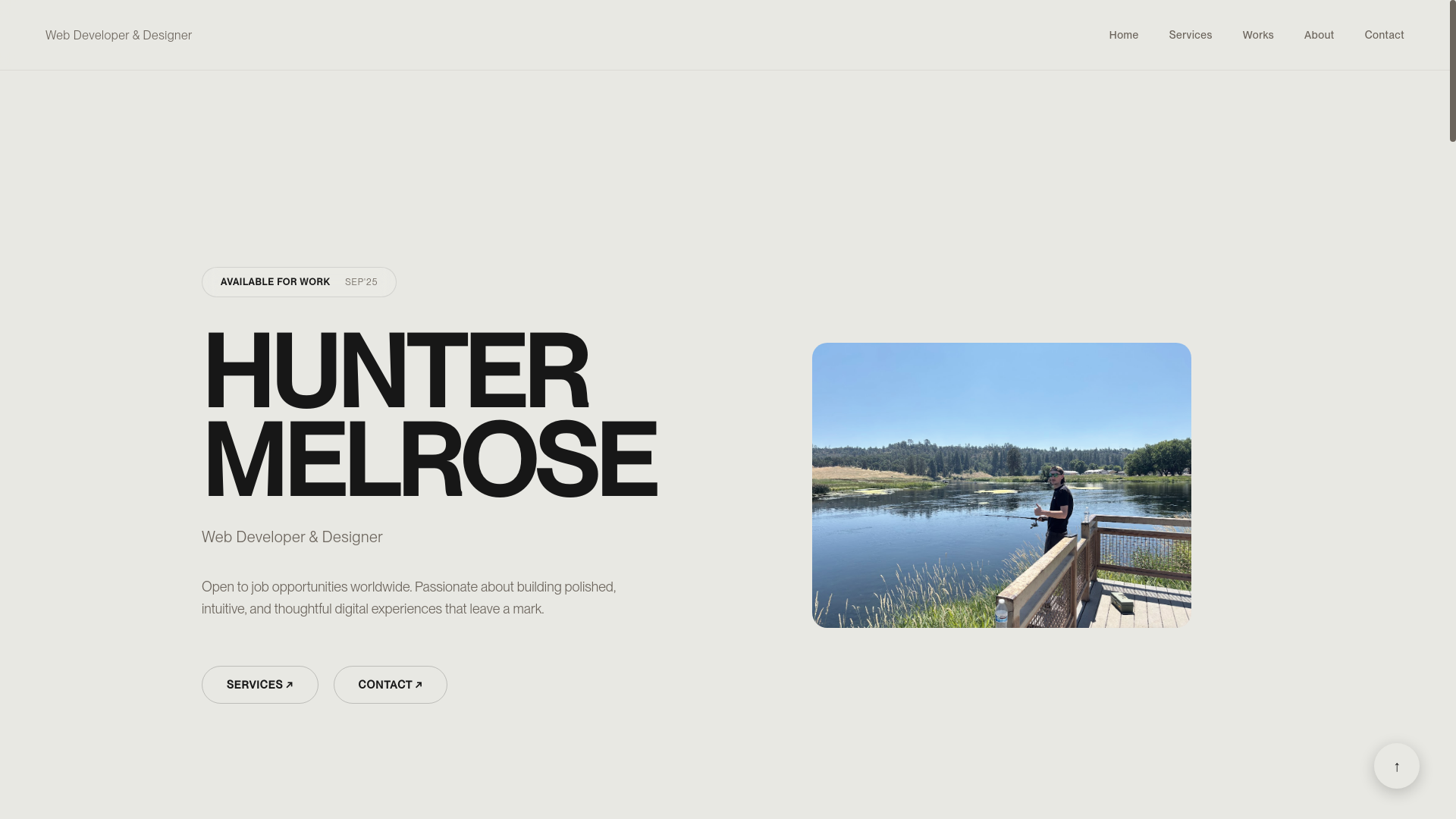 website screenshot of https://huntermelrose.dev/