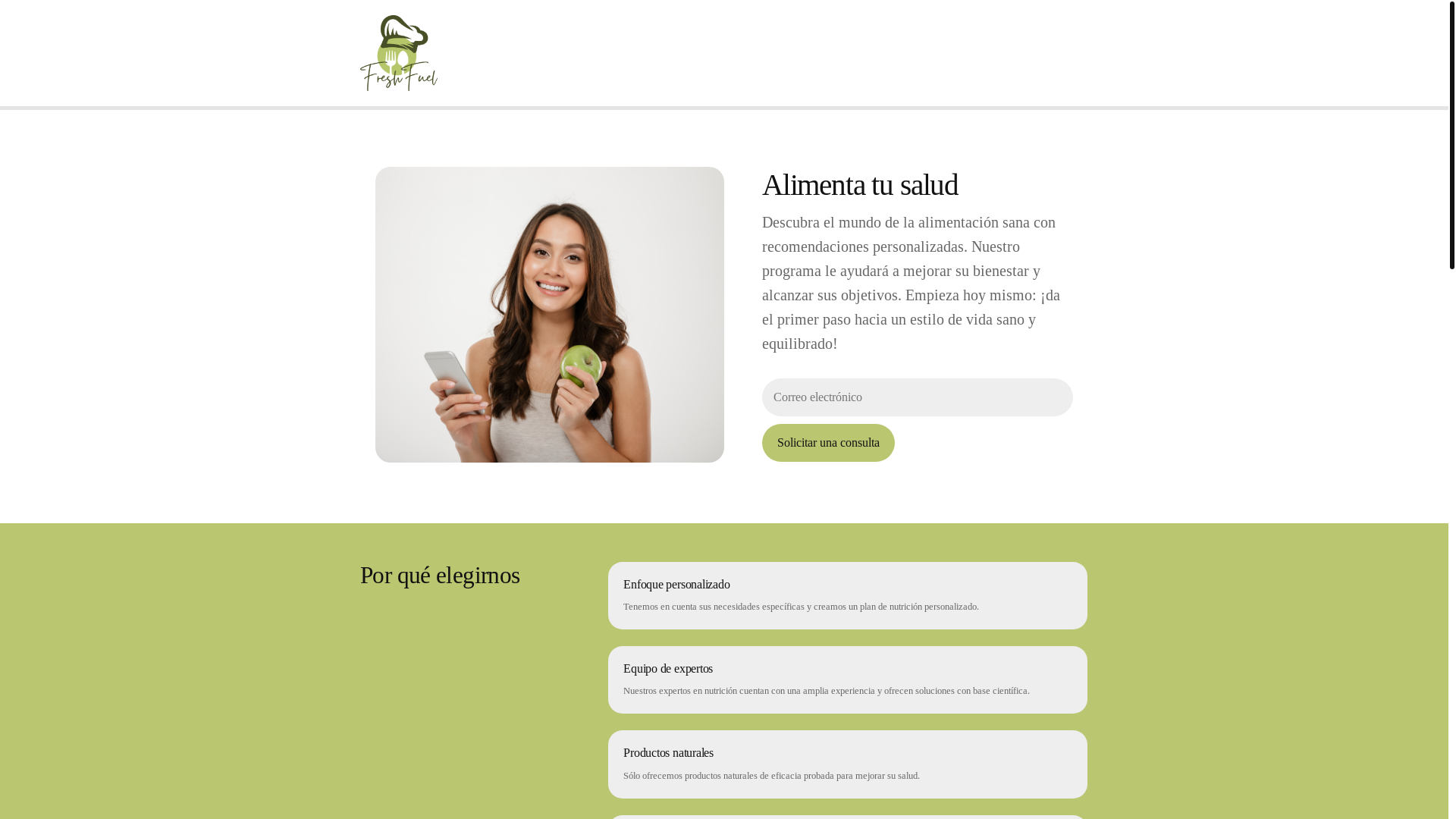 website screenshot of https://freshfueller.com/