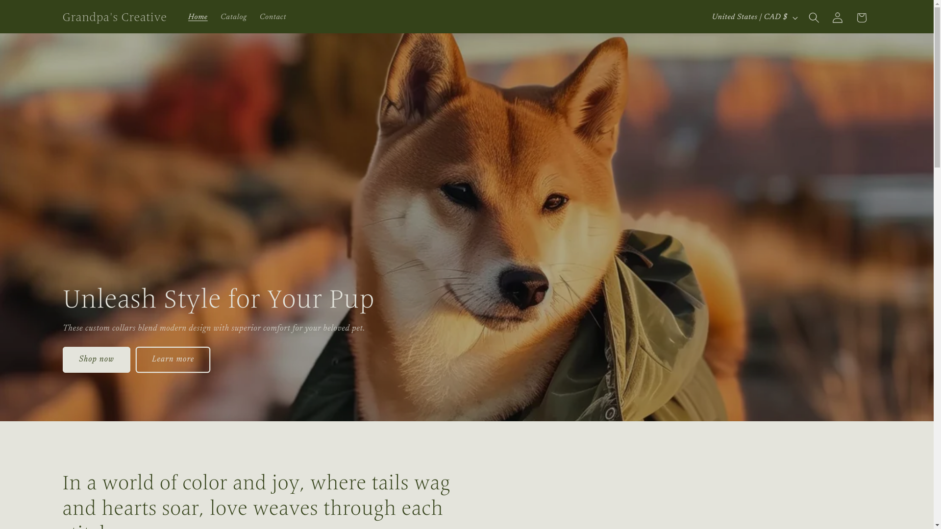 website screenshot of https://grandpascollars.com/