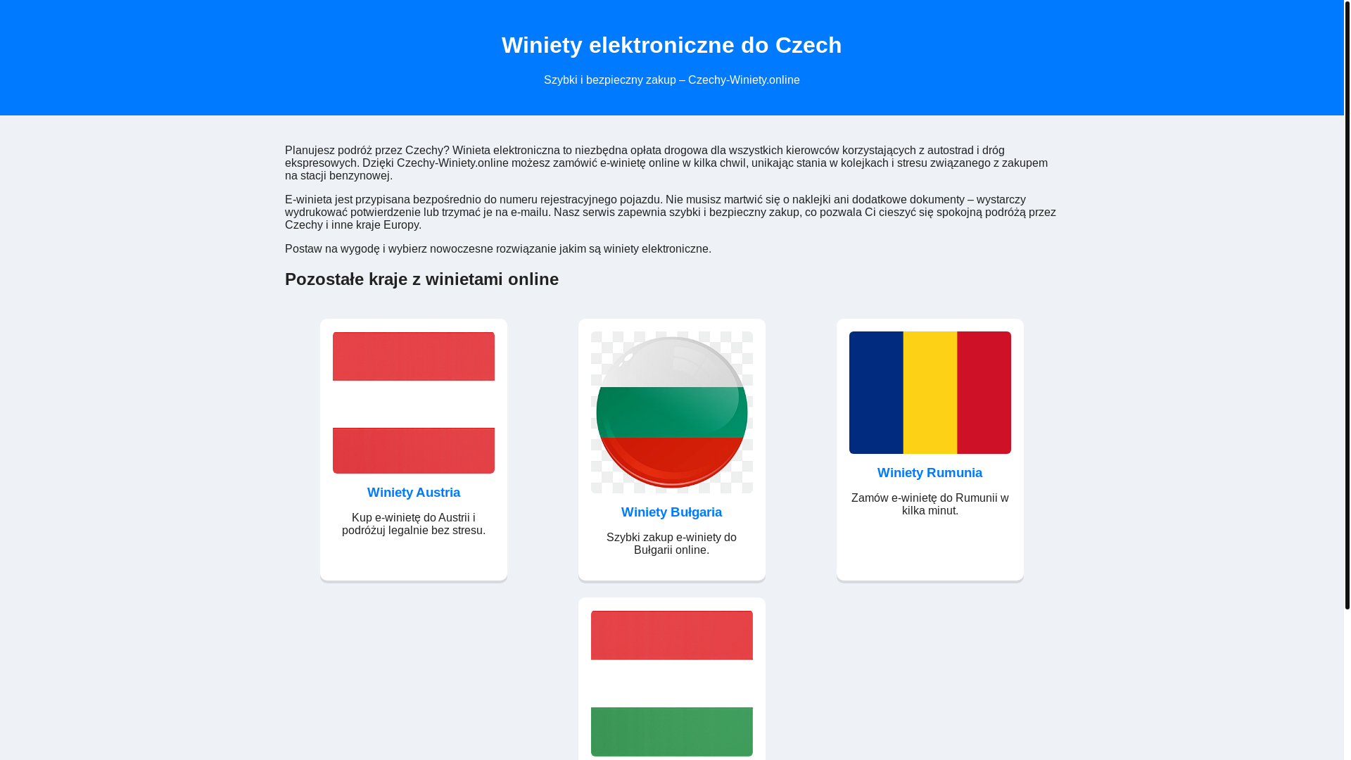 website screenshot of https://czechy-winiety.online/