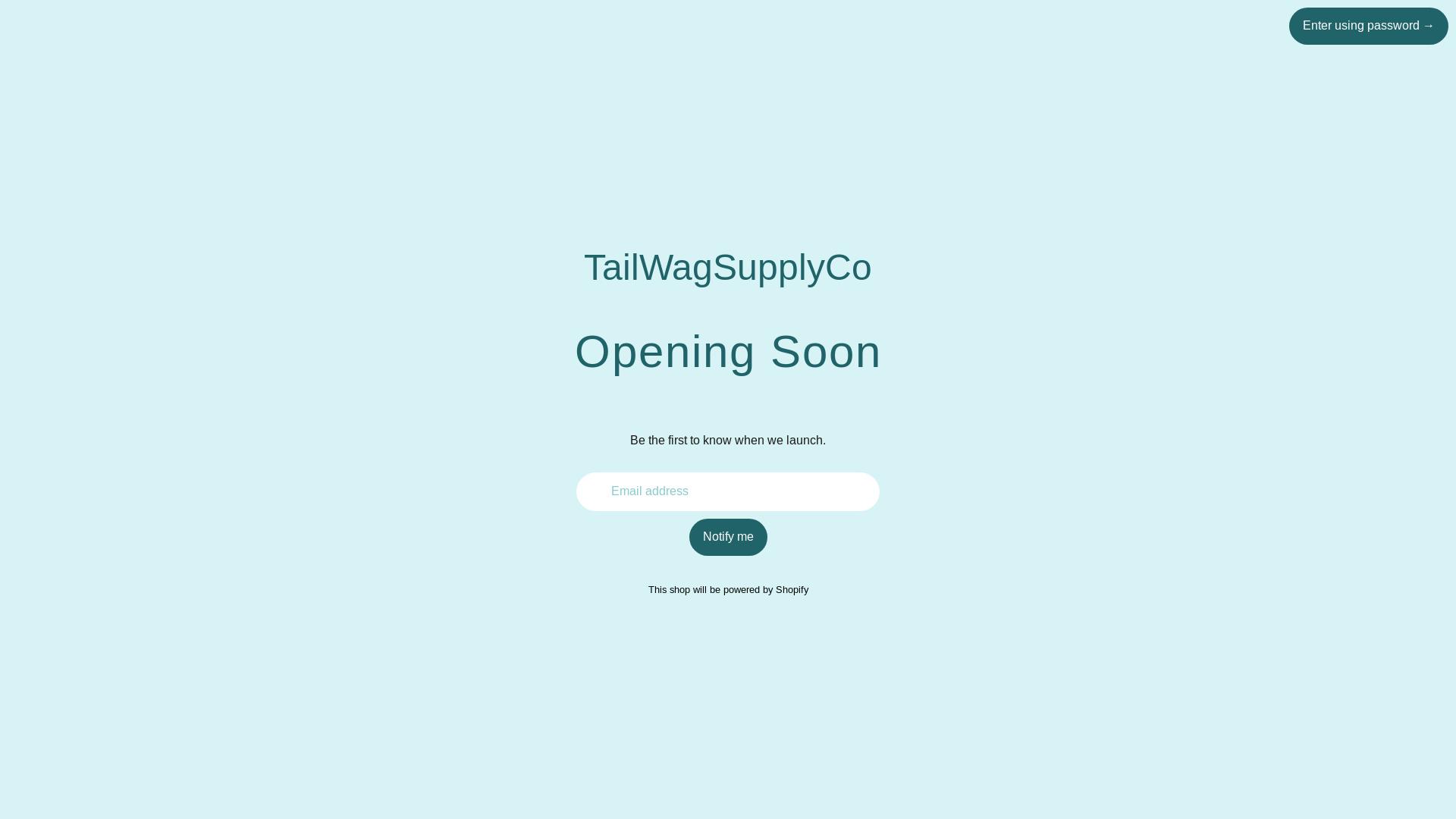 website screenshot of https://tailwagsupplyco.com/