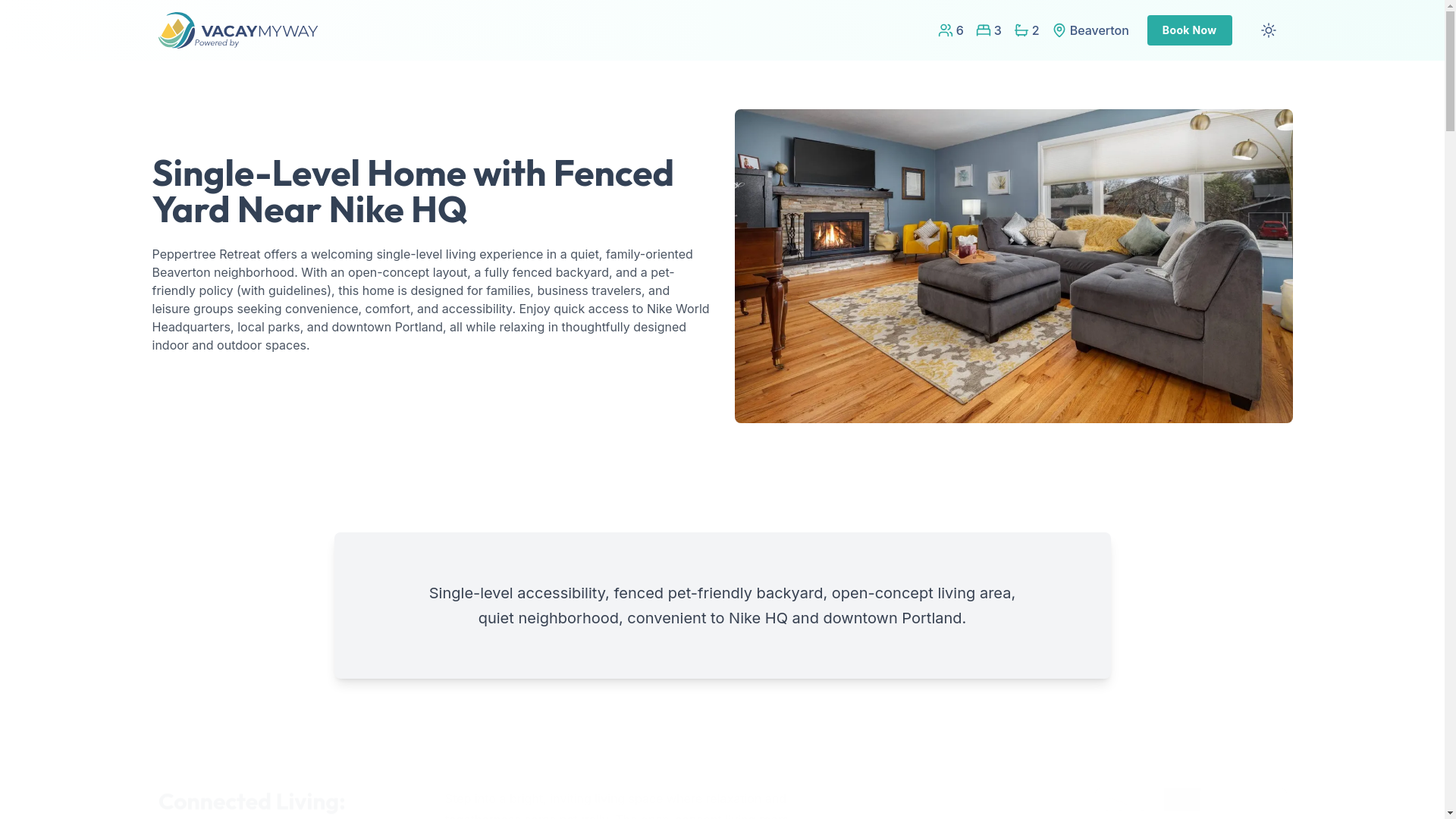 website screenshot of https://serenecedar.vacations/