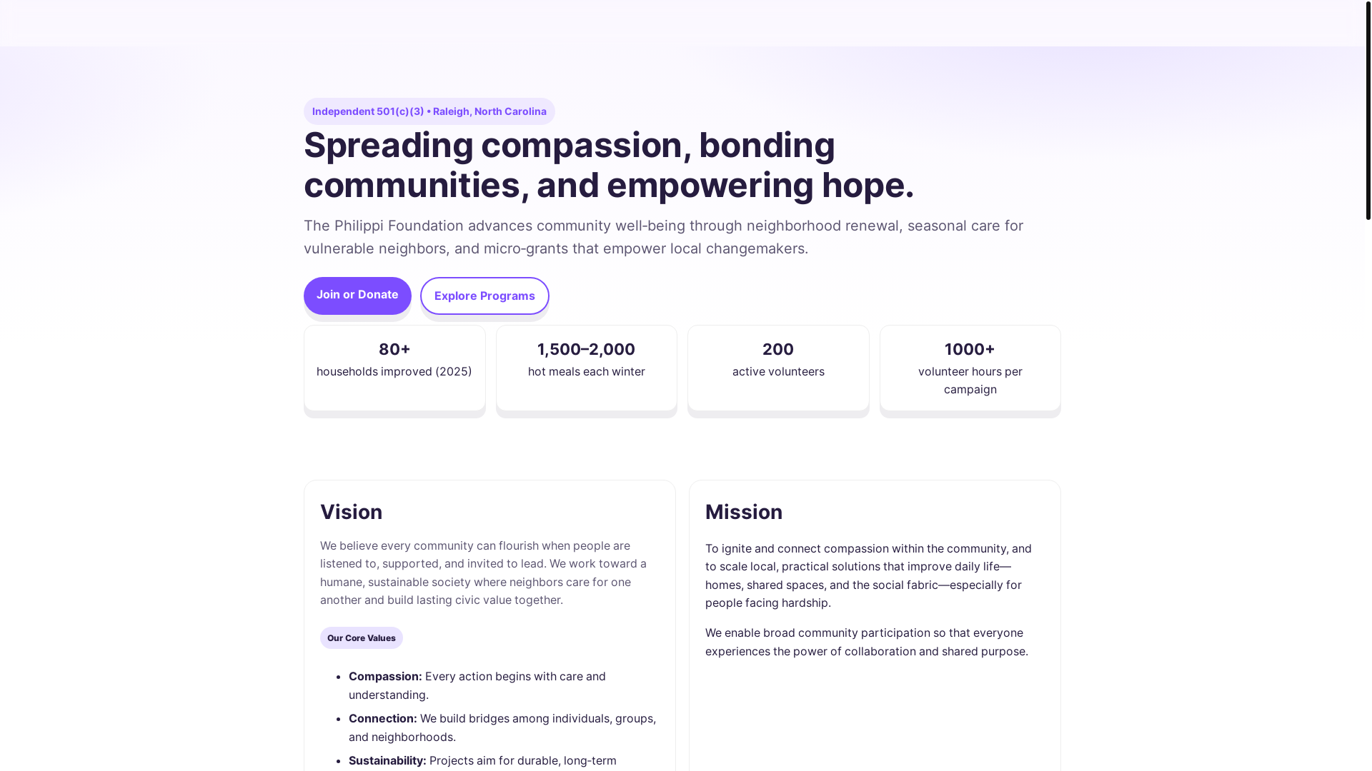 website screenshot of https://thephilippifoundation.pages.dev/
