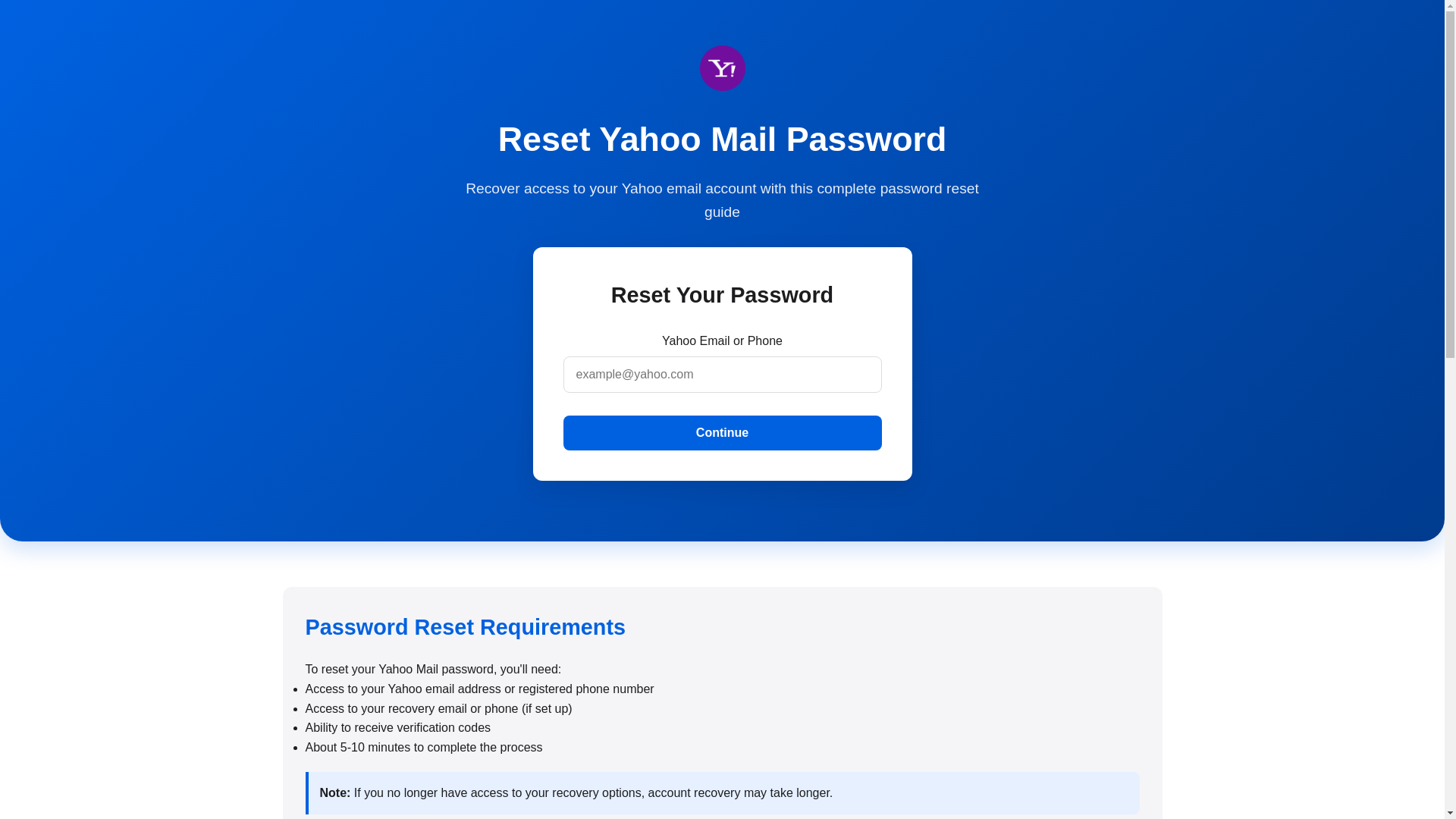 website screenshot of https://resetyahoomail.pages.dev/