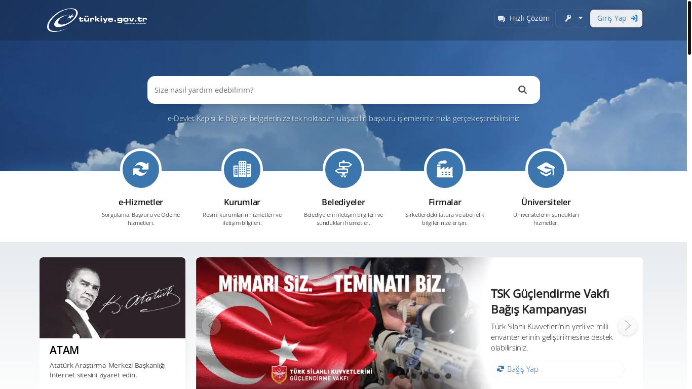 website screenshot of https://www.turkiye.gov.tr/